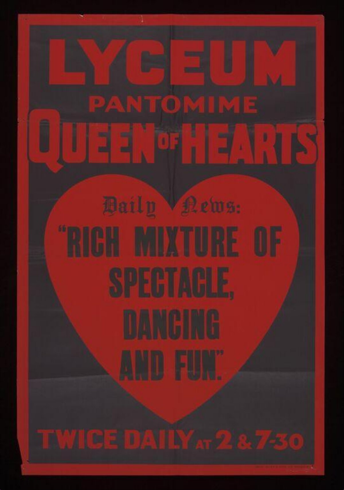Lyceum Queen of Hearts Pantomime Poster