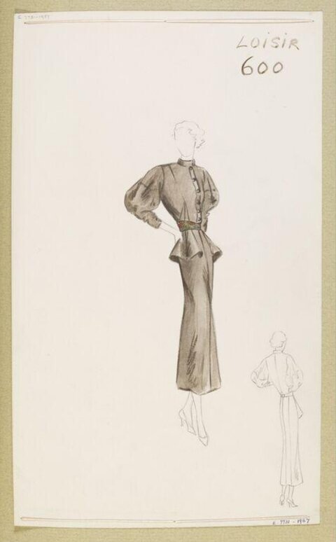 Vintage Dress Fashion Design Sketch