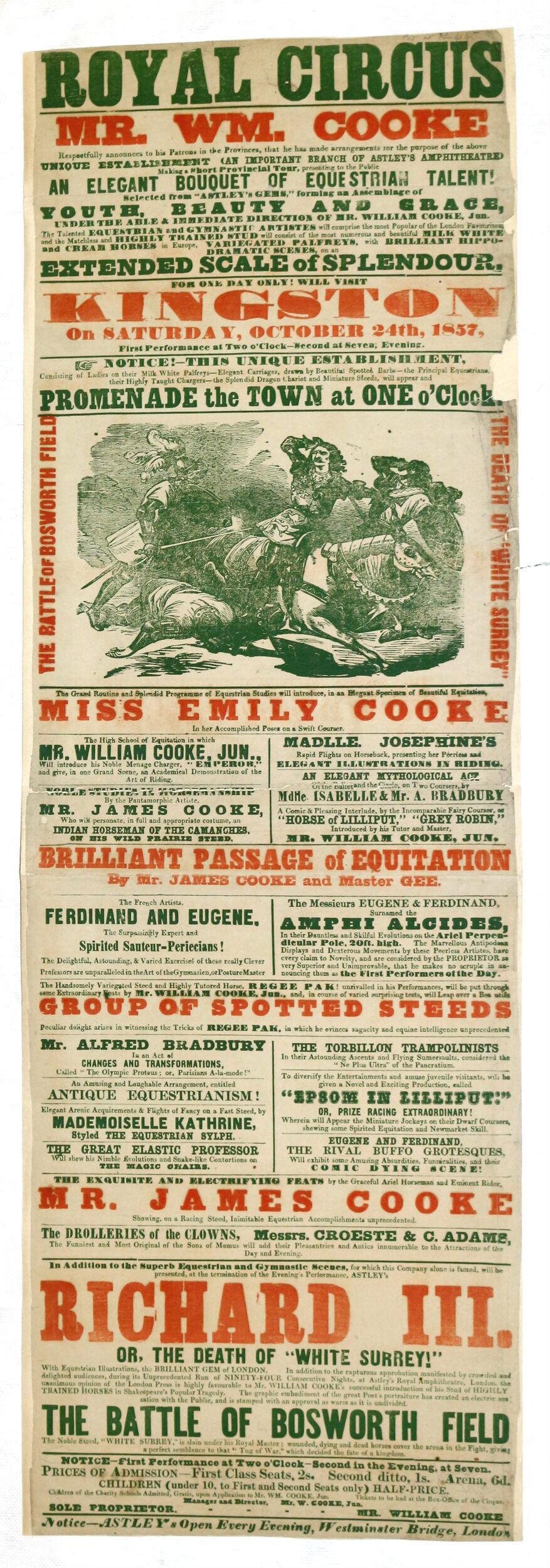 1857 Royal Circus Performance Poster