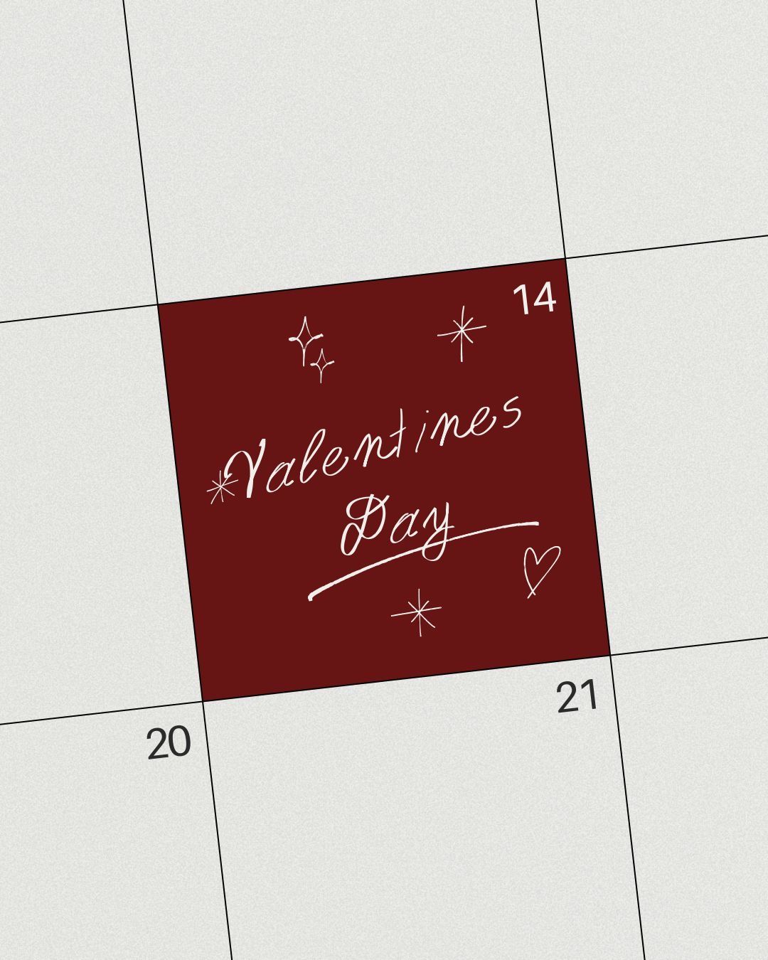 Valentines Day Highlighted on Calendar