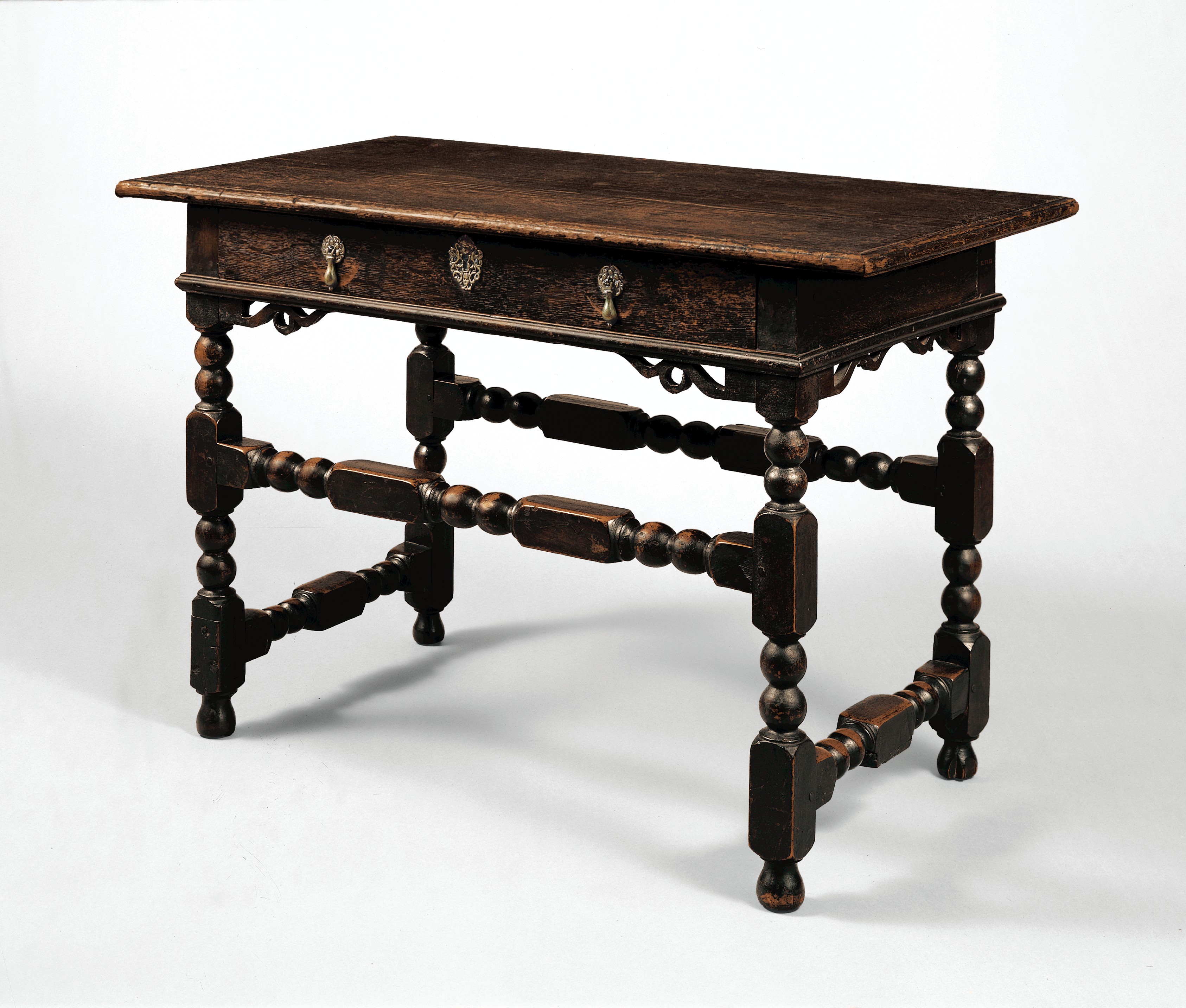Antique Dark Wooden Drawer Desk