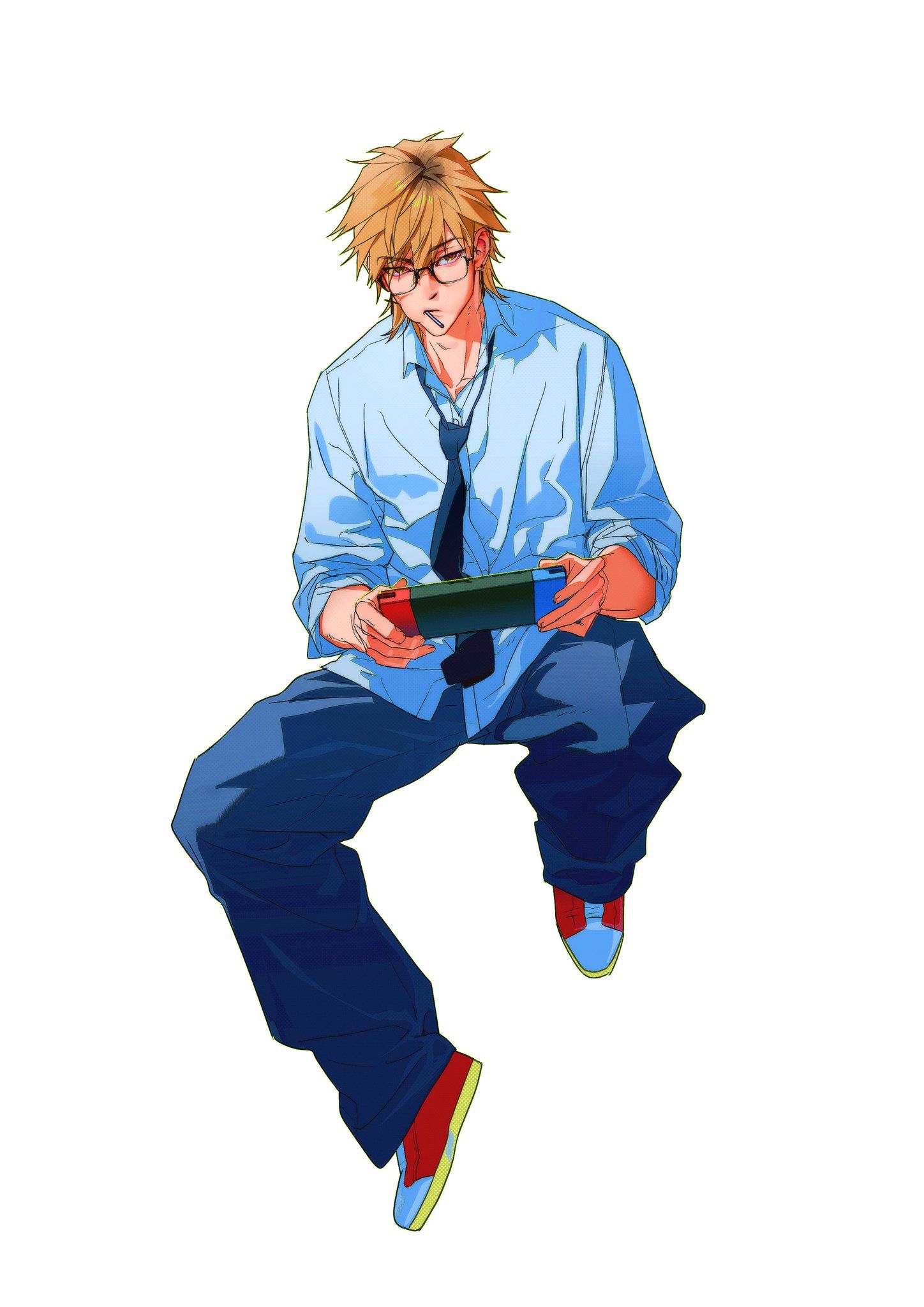 Anime Gamer Holding Game Controller