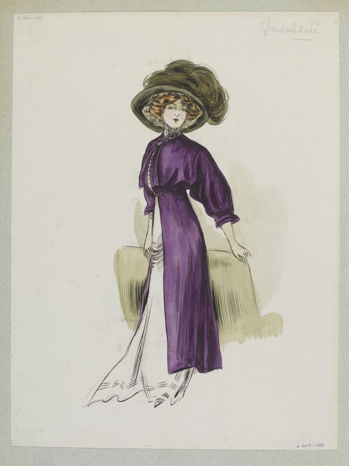 Edwardian Purple Coat Fashion Sketch