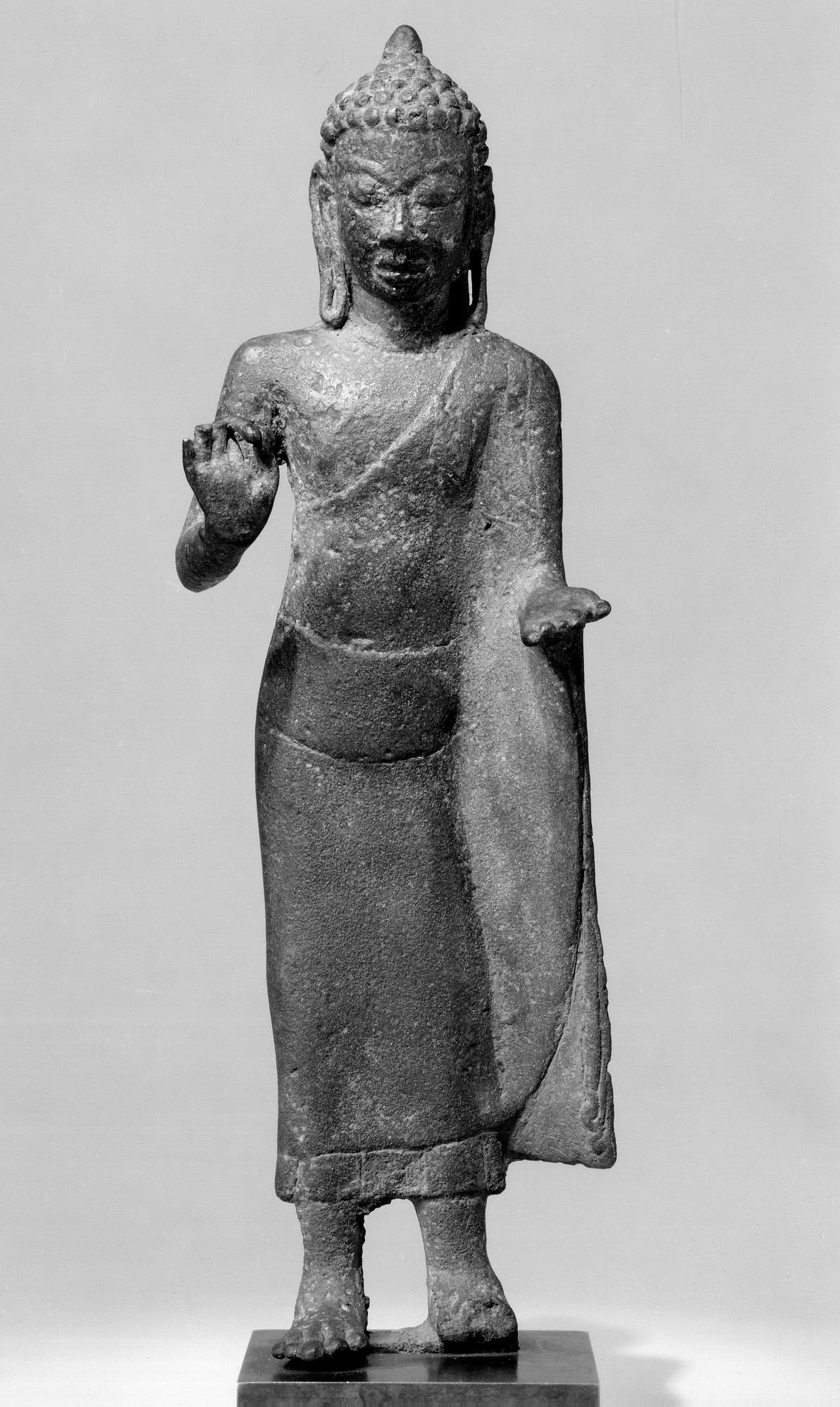 Ancient Standing Bronze Buddha Statue