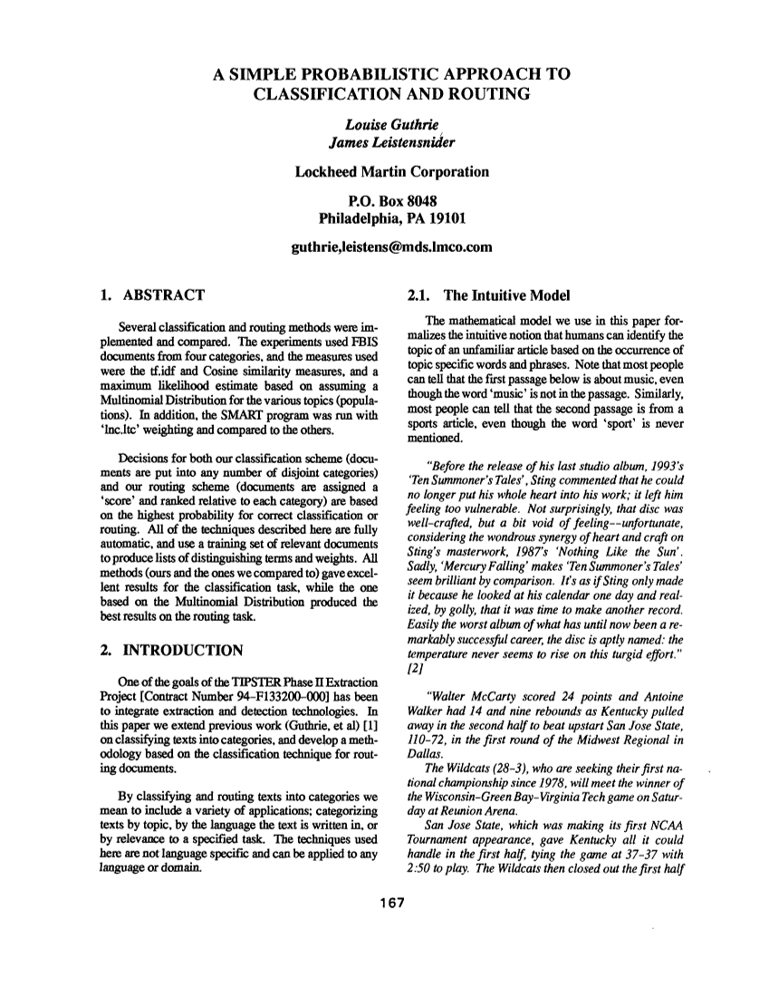 A Simple Probabilistic Approach to Classification and Routing