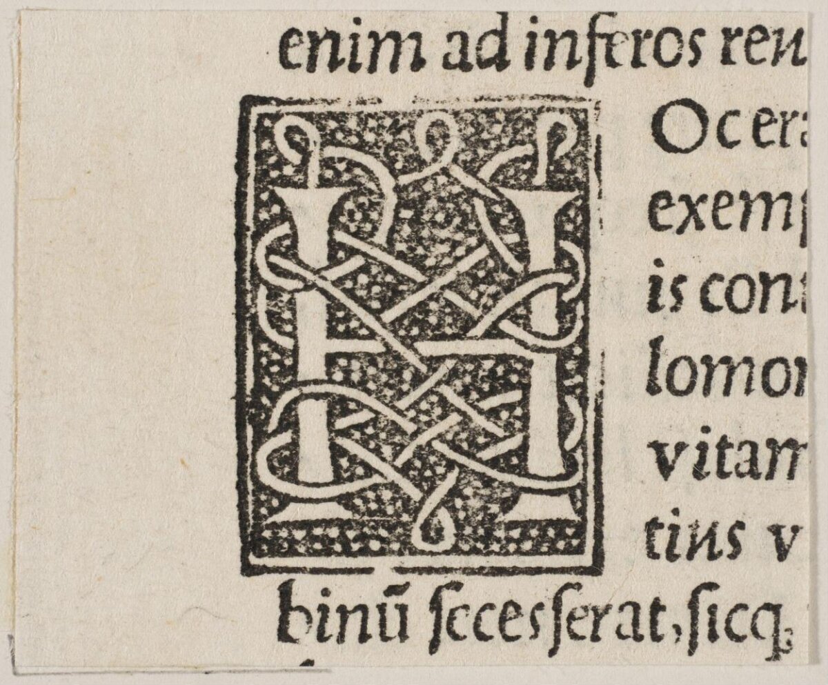 Medieval Woodcut Decorated Initial