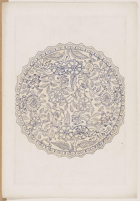 Traditional Round Floral Pattern Sketch