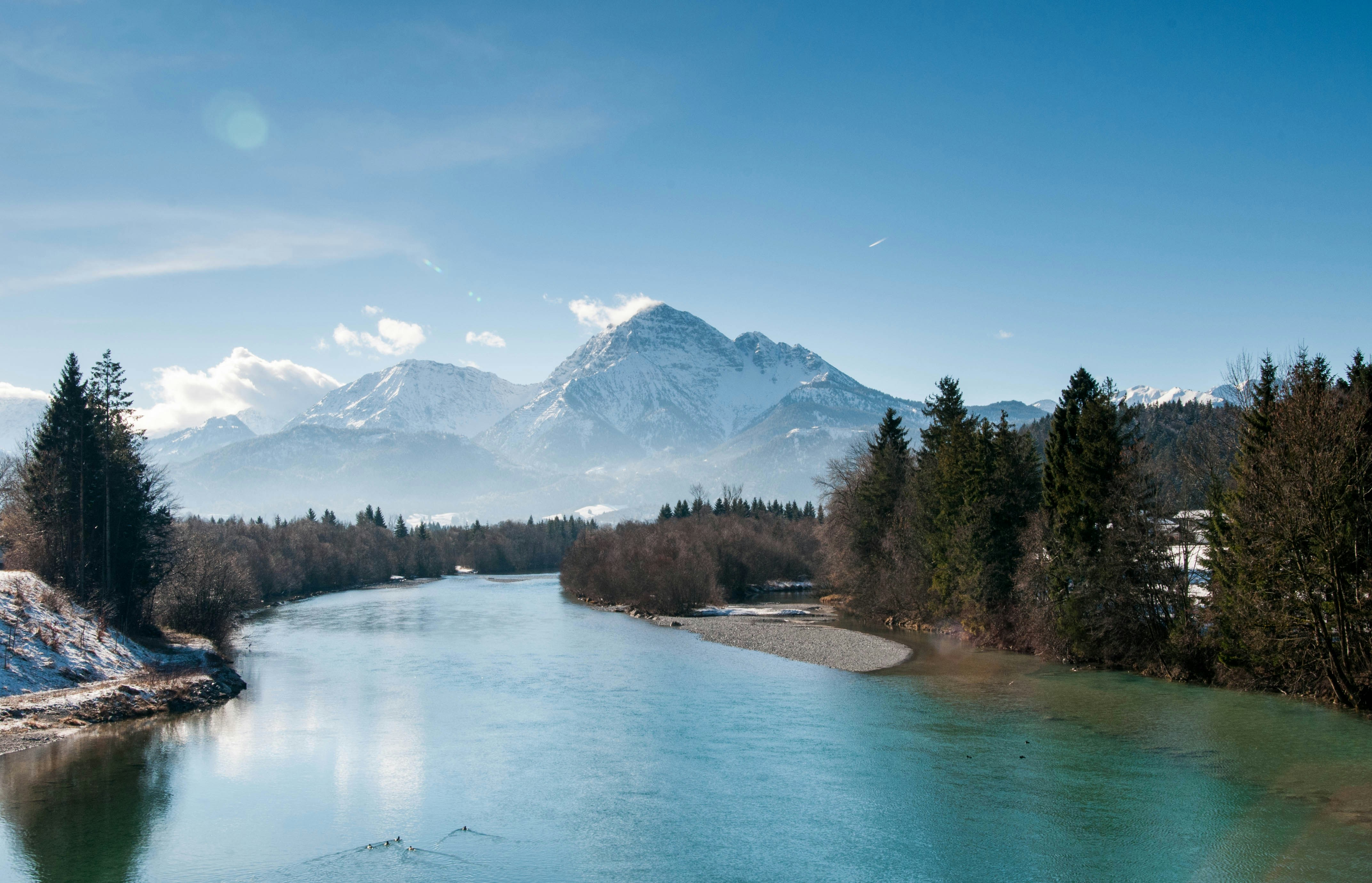 Snow-capped Mountains by the River