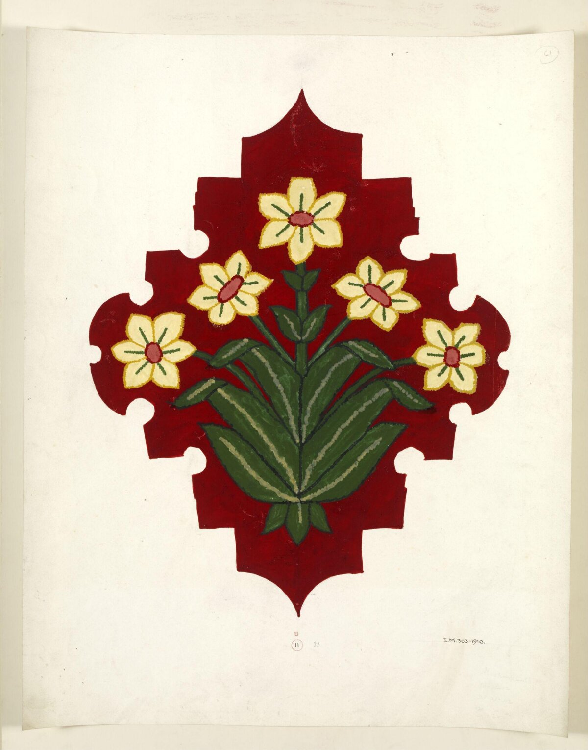 Red Background Floral Decorative Motif