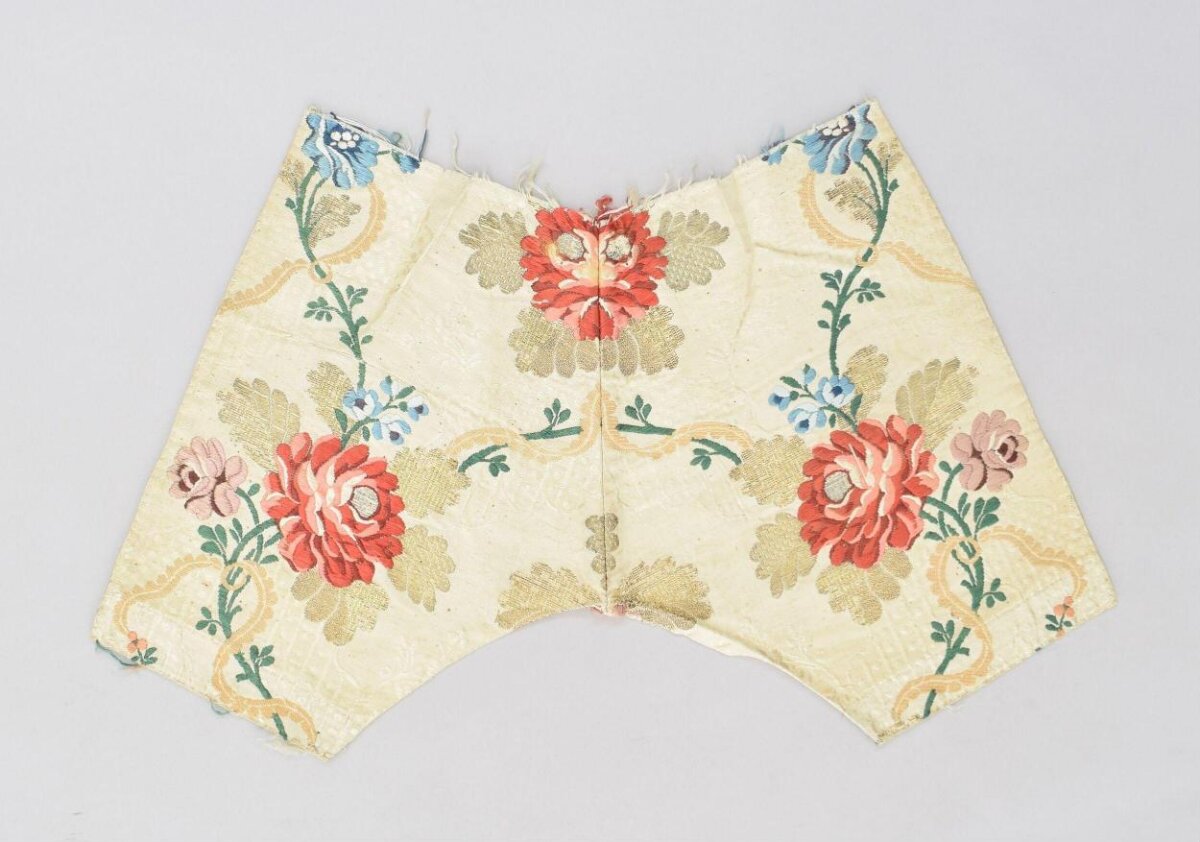 Antique Floral Embroidered Textile Fragment