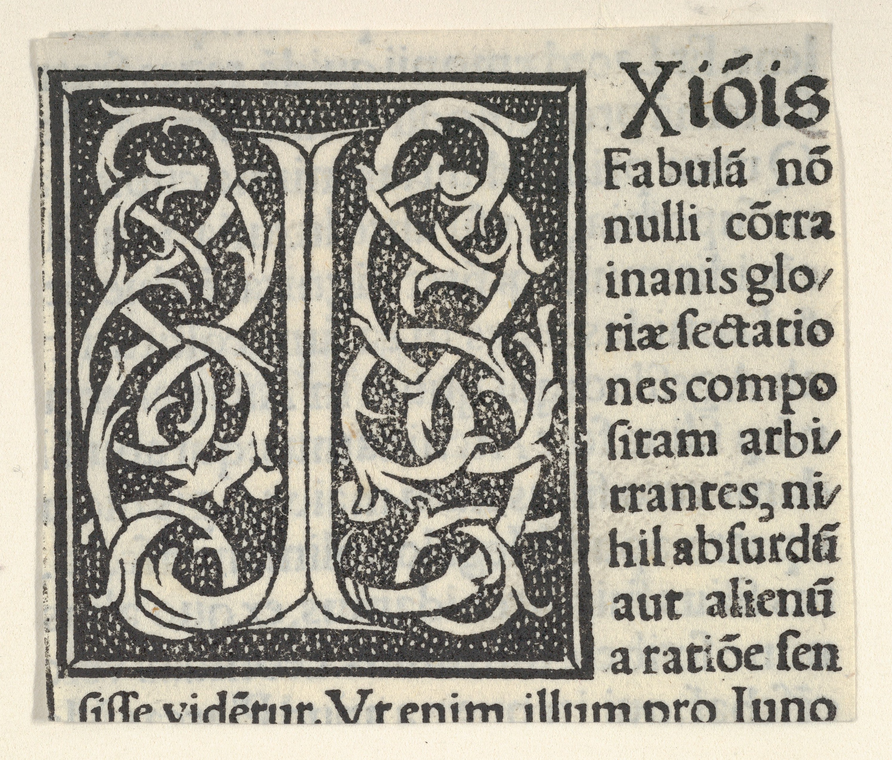 Early Printed Decorated Initial with Latin Text