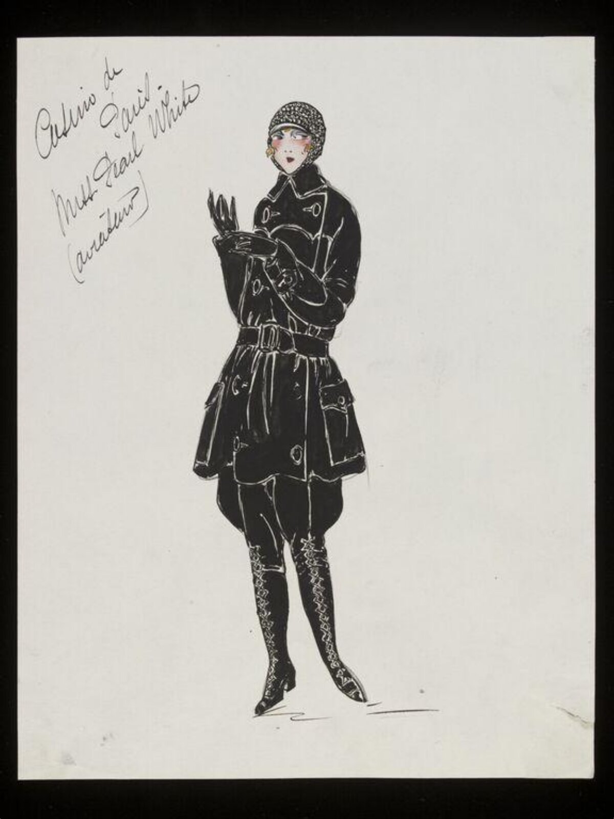 Vintage Driving Outfit Fashion Sketch