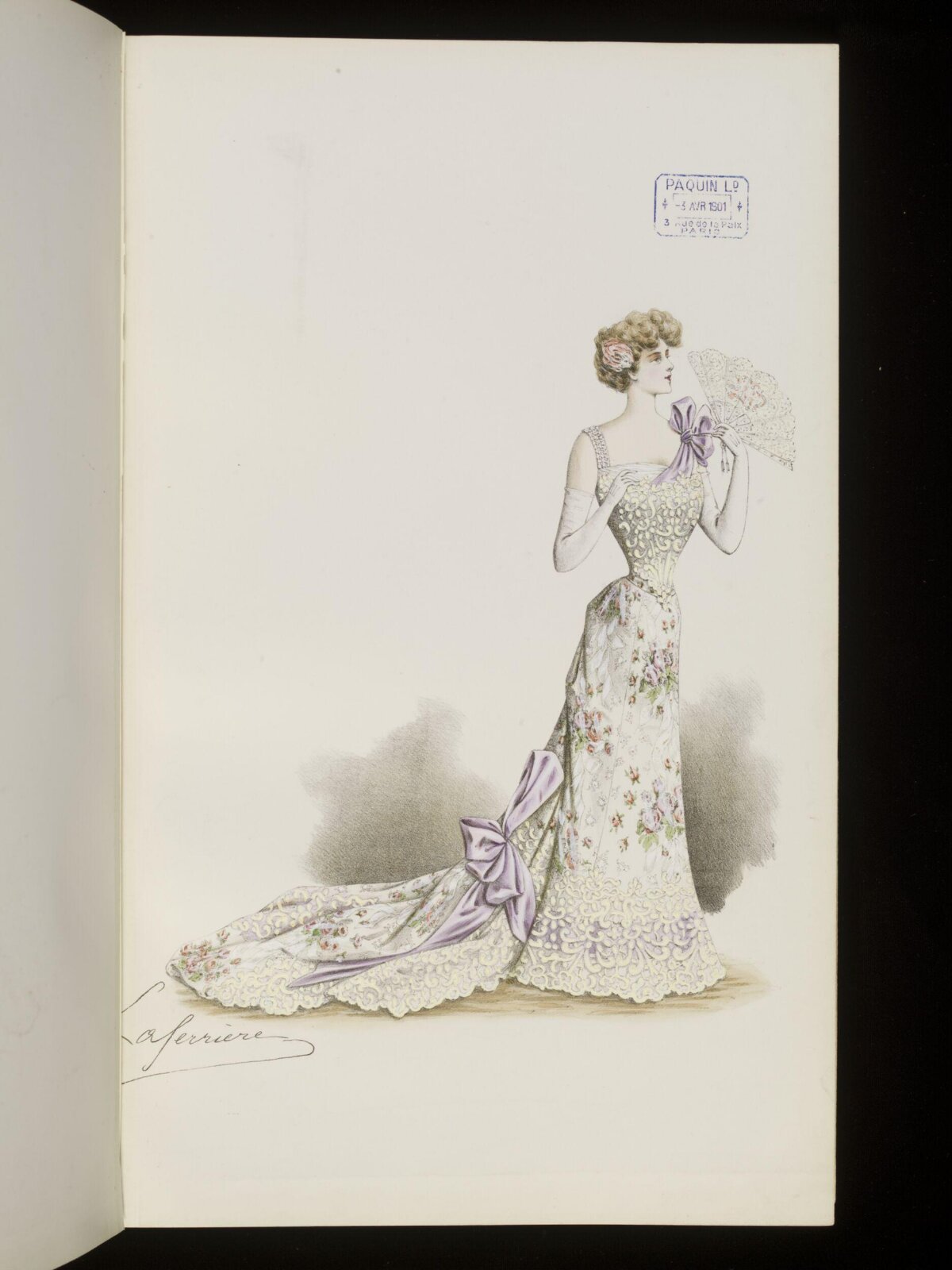 1901 Paris Evening Gown Fashion Sketch