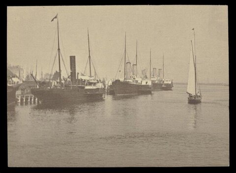 Vintage Steamships Docked at Harbor