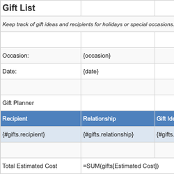 Gift List