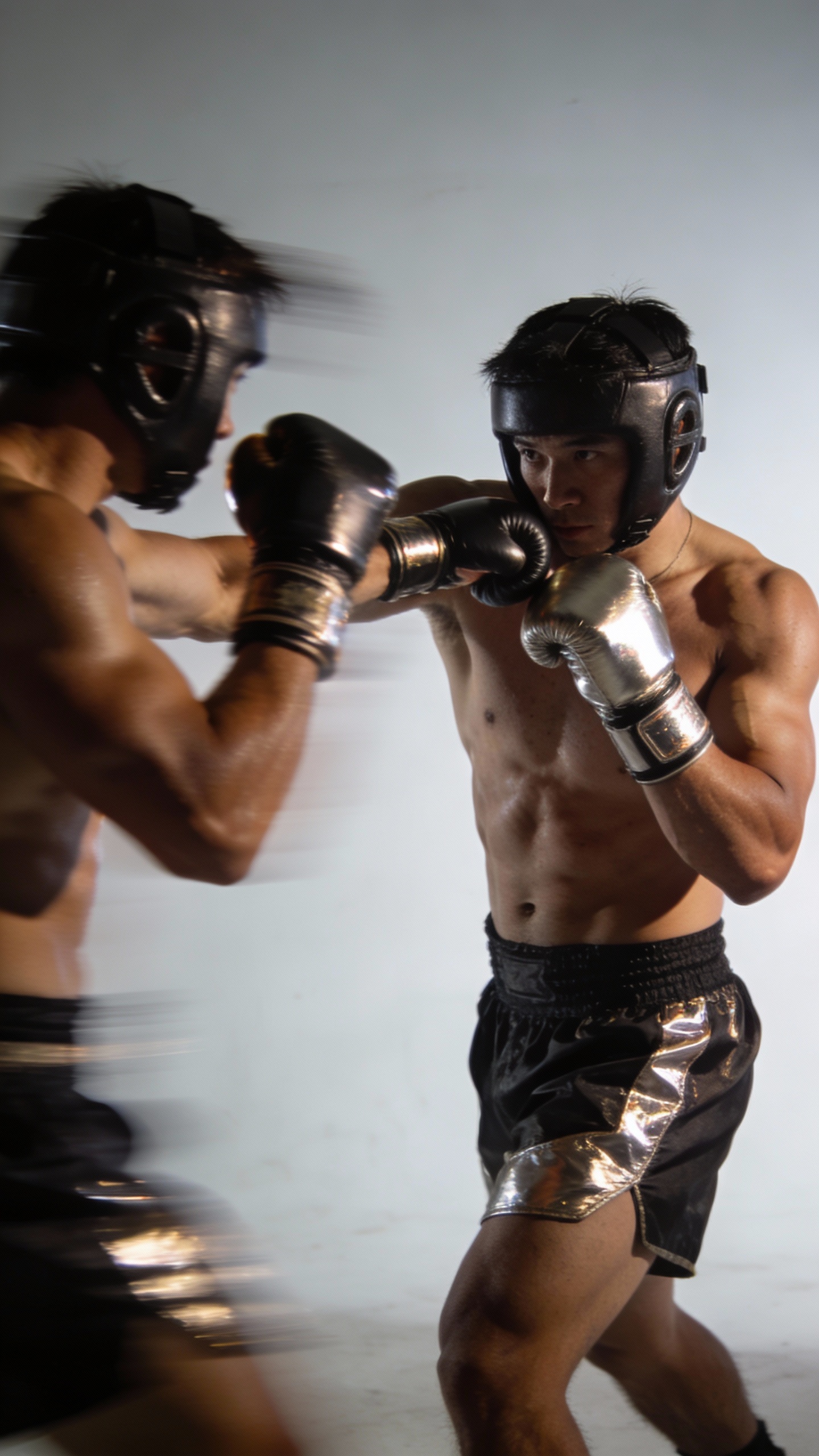 Two Boxers Sparring During Training