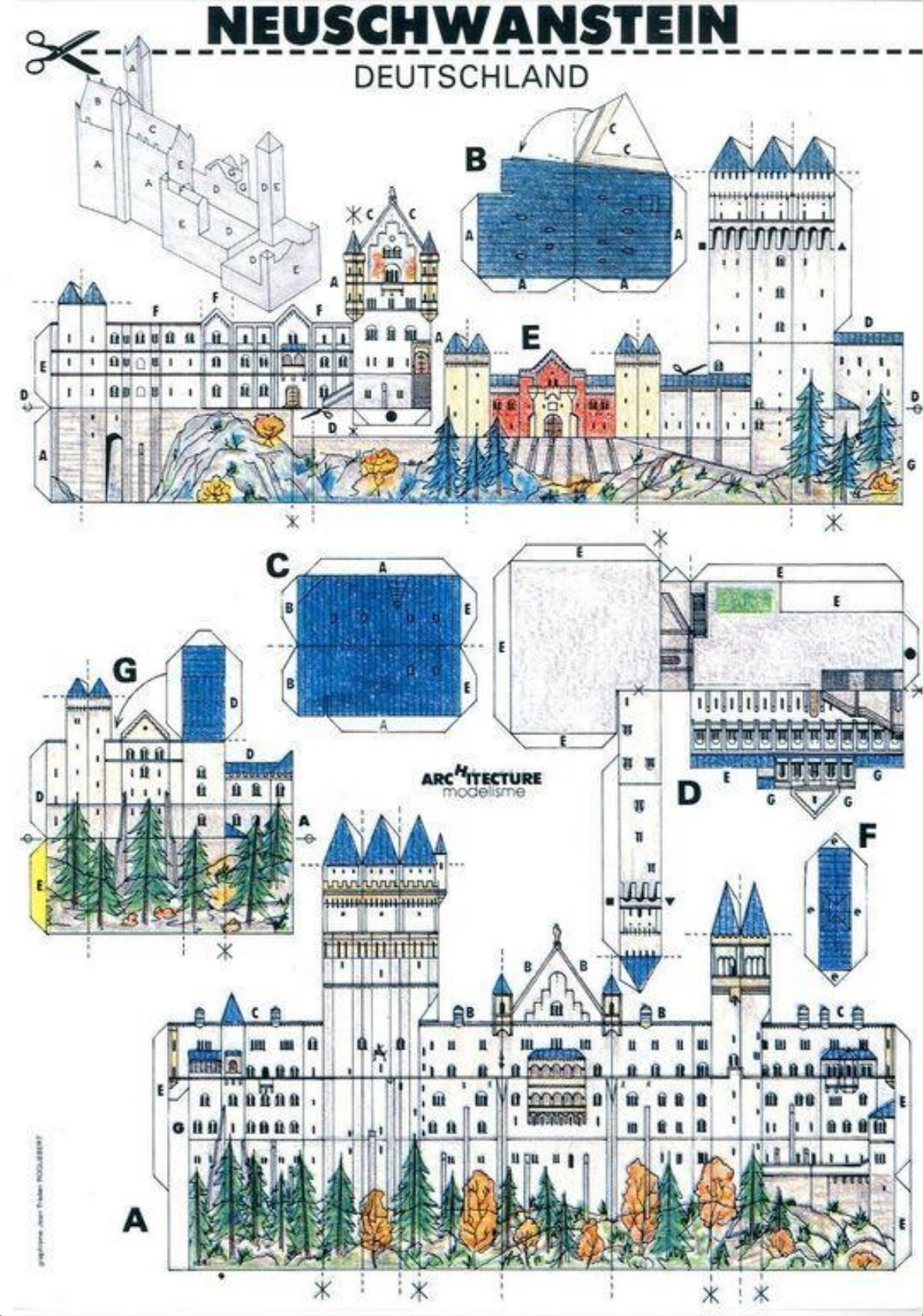Neuschwanstein Castle Paper Model Template