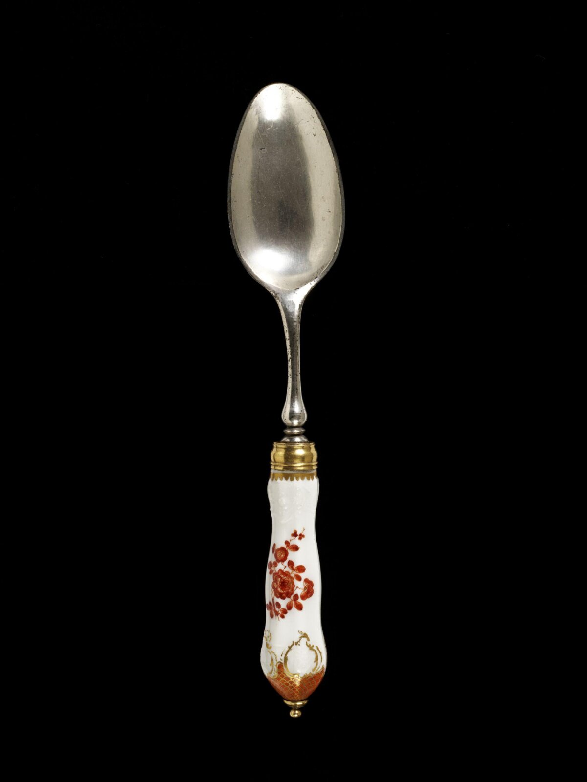 Antique Porcelain-handled Silver Spoon