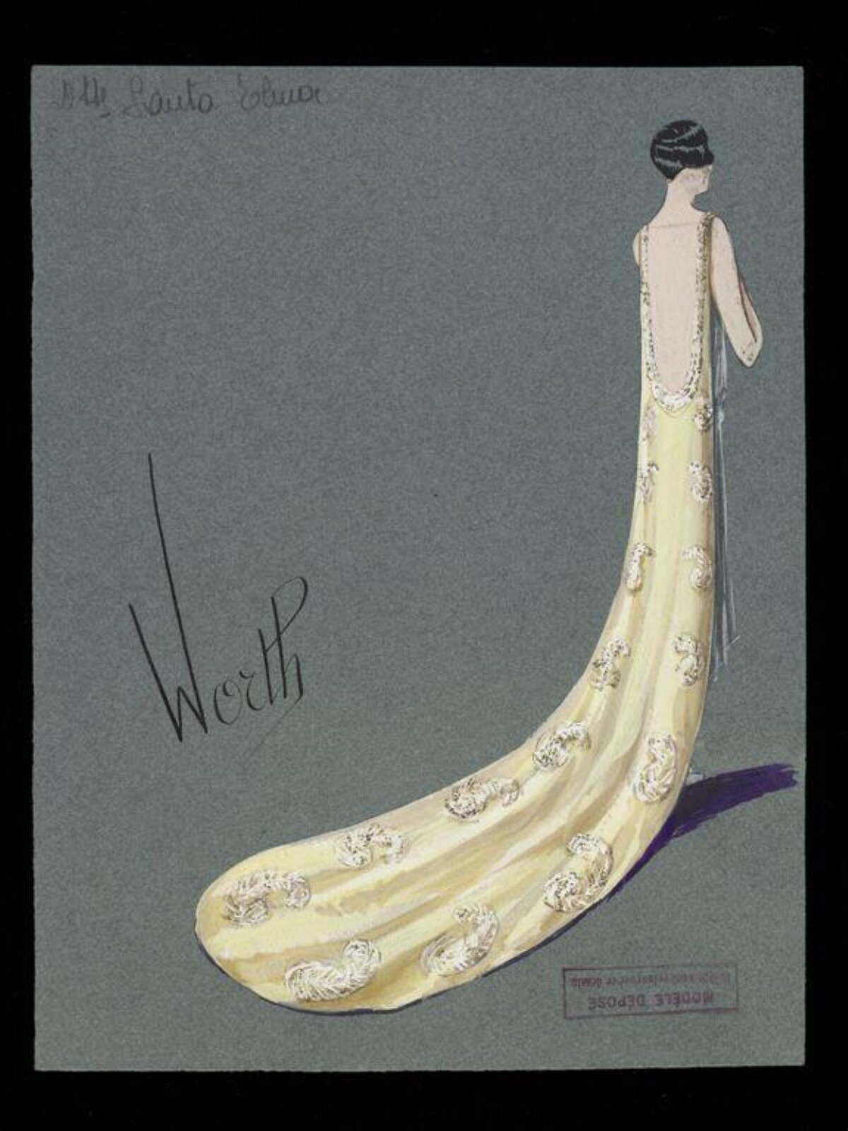 Worth Evening Gown Fashion Sketch