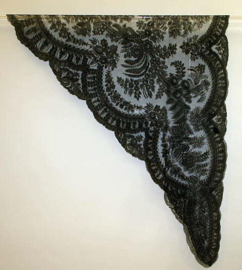 Triangular Black Lace Shawl