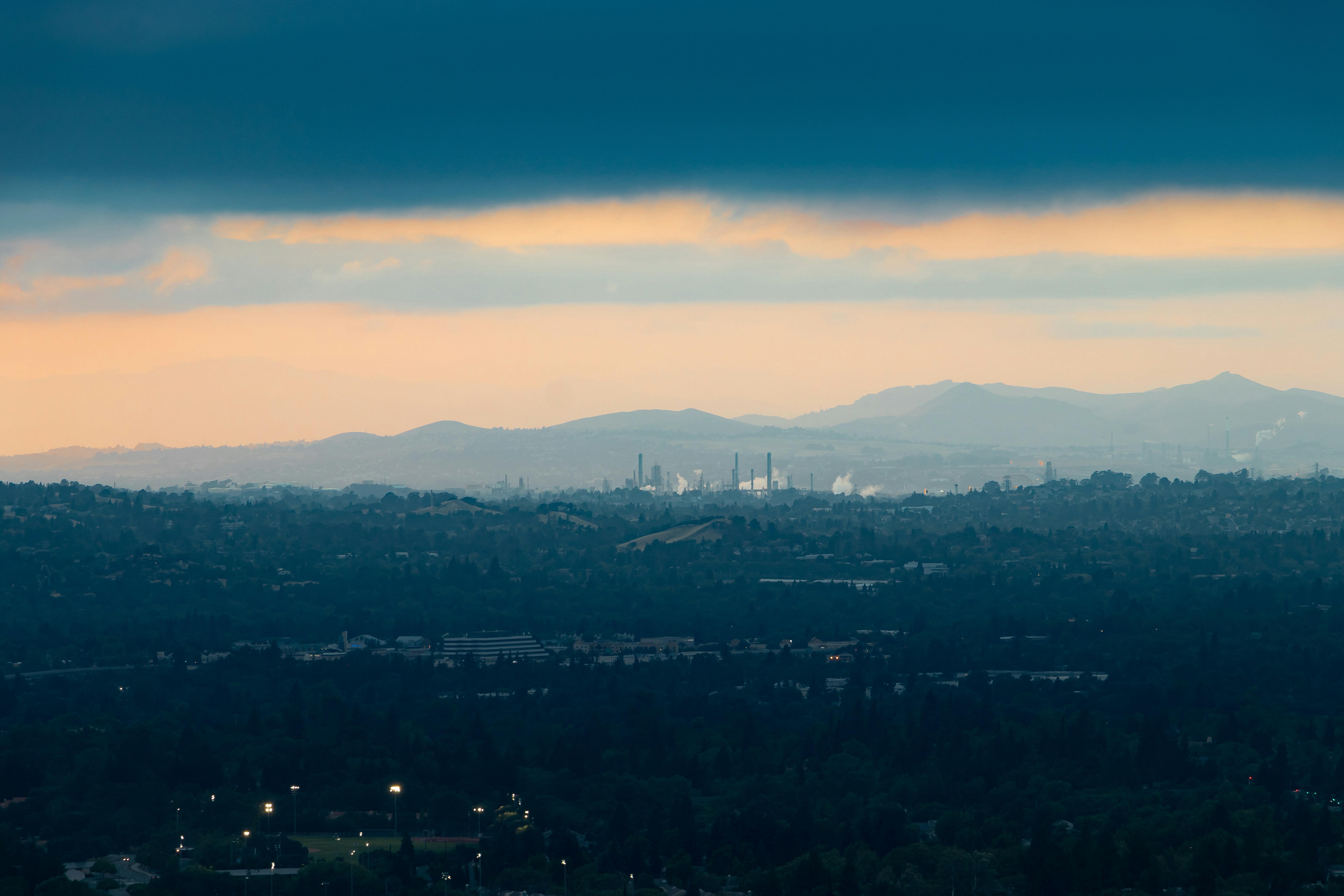 Hazy Dusk Industrial City View