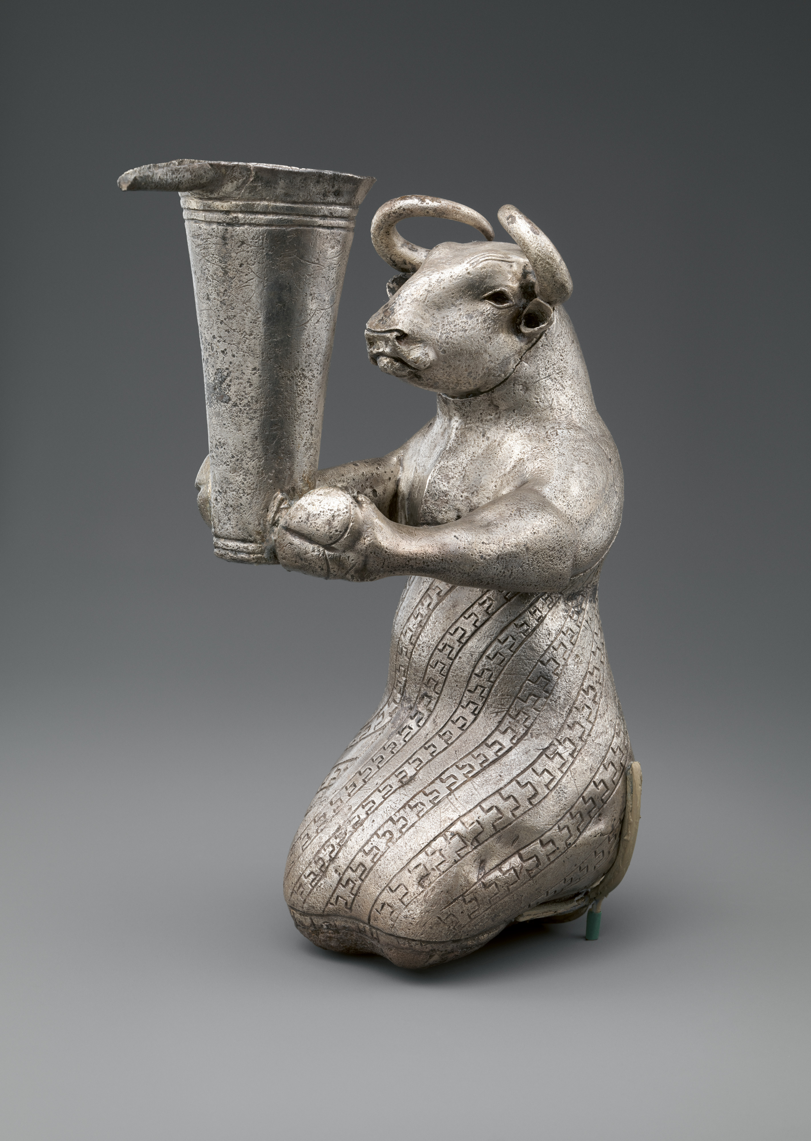 Ancient Silver Bull-shaped Ritual Cup