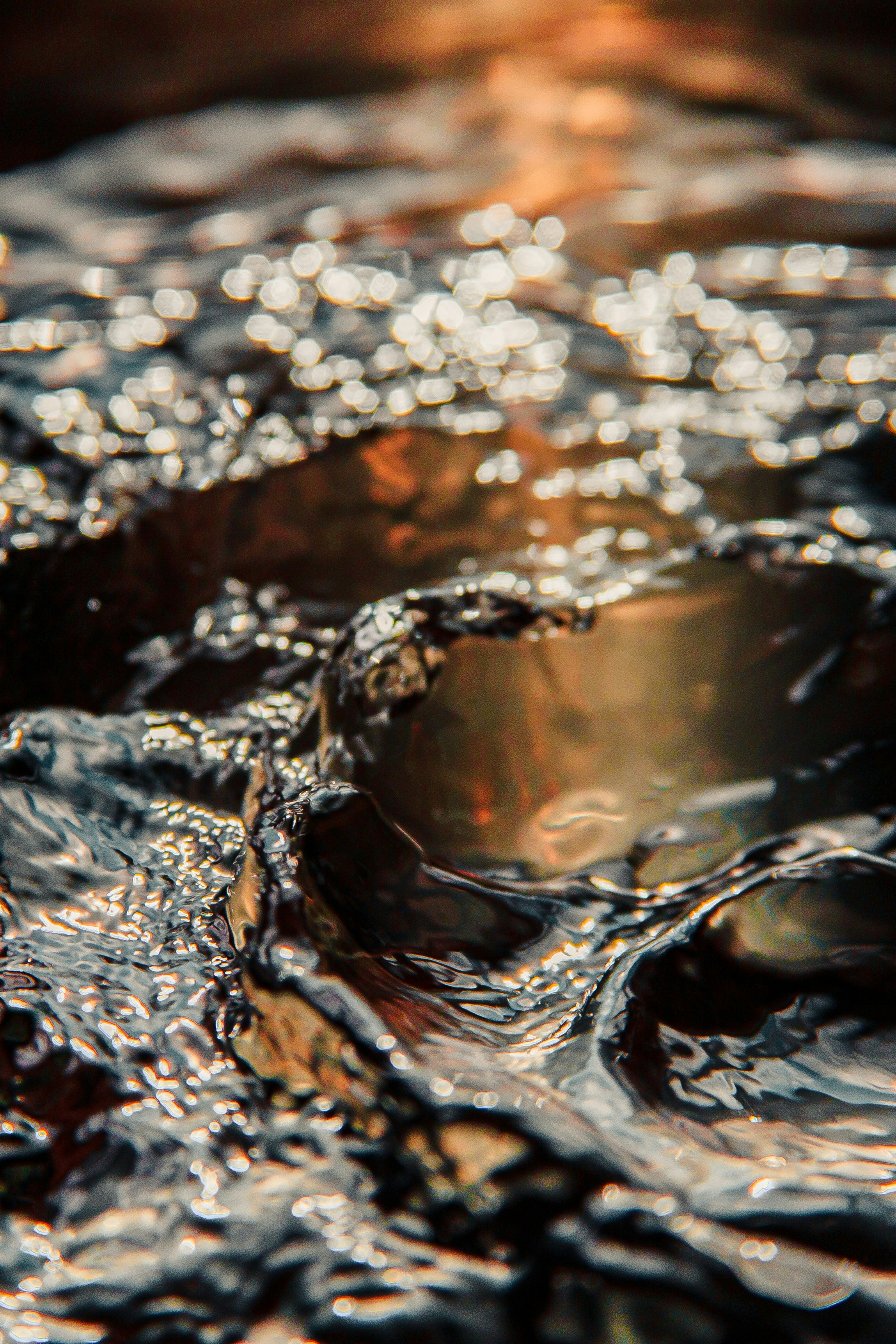 Sunlit Rippling Water Close-up
