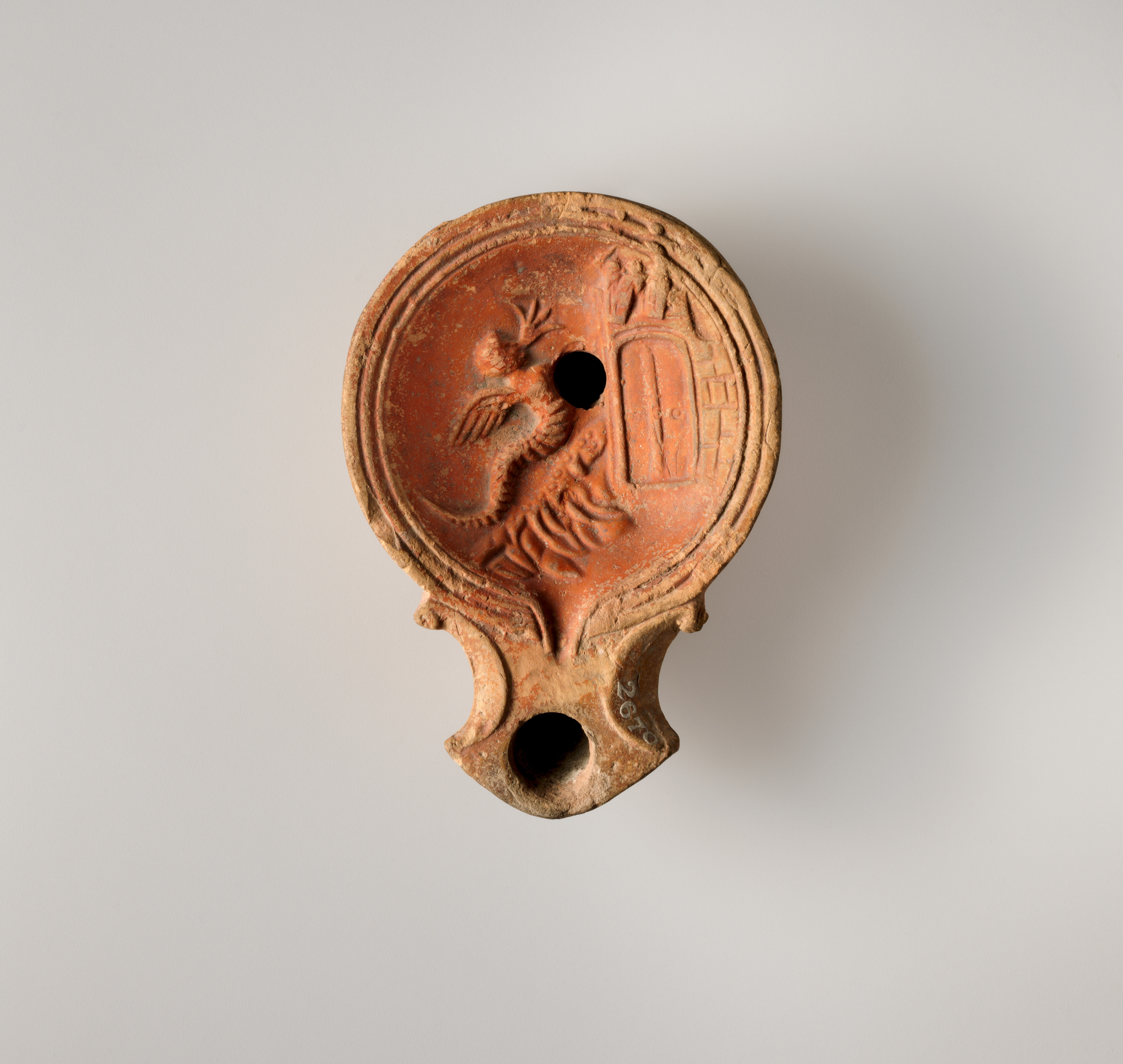 Ancient Relief Decorated Terracotta Oil Lamp
