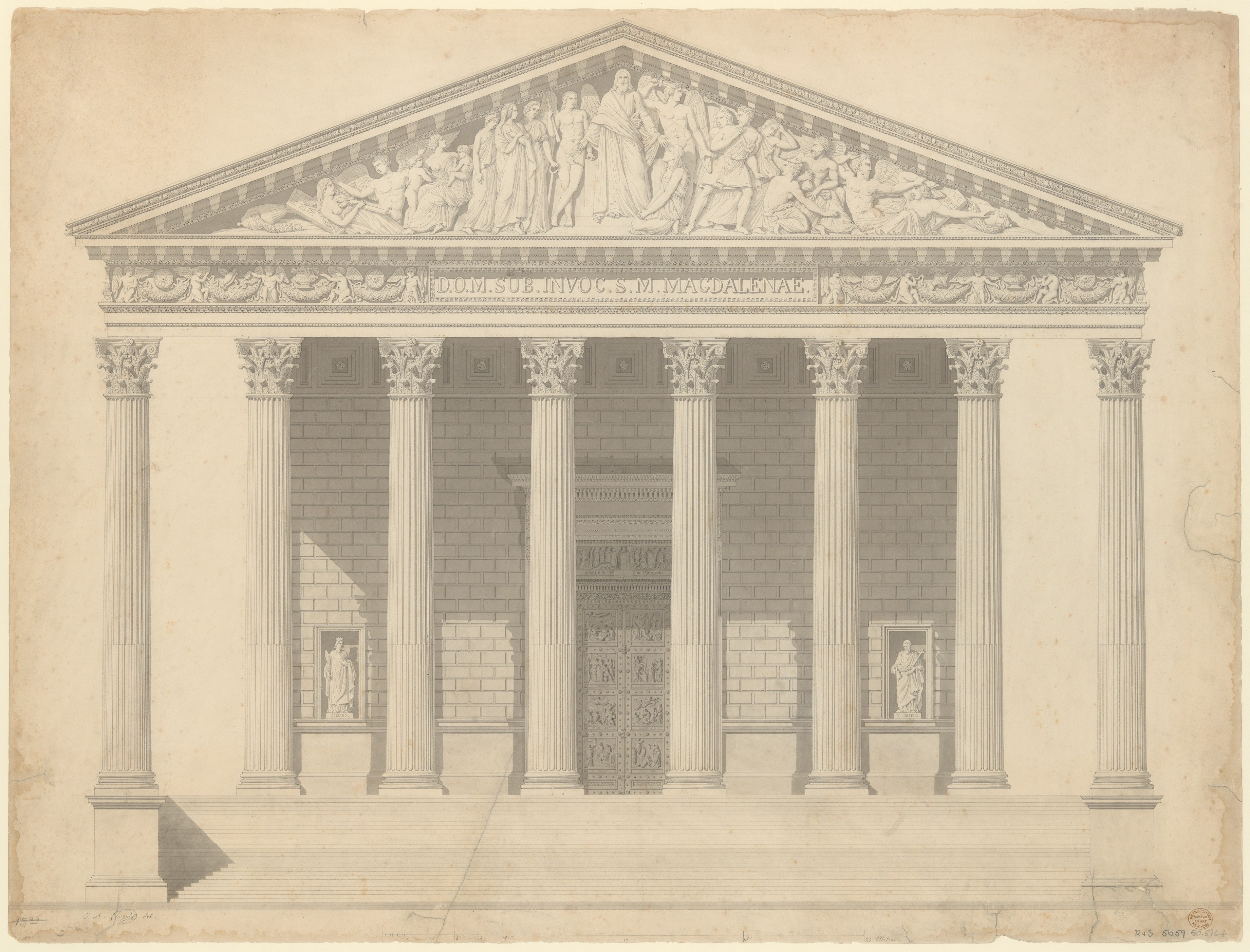 Architectural Drawing of Temple Facade