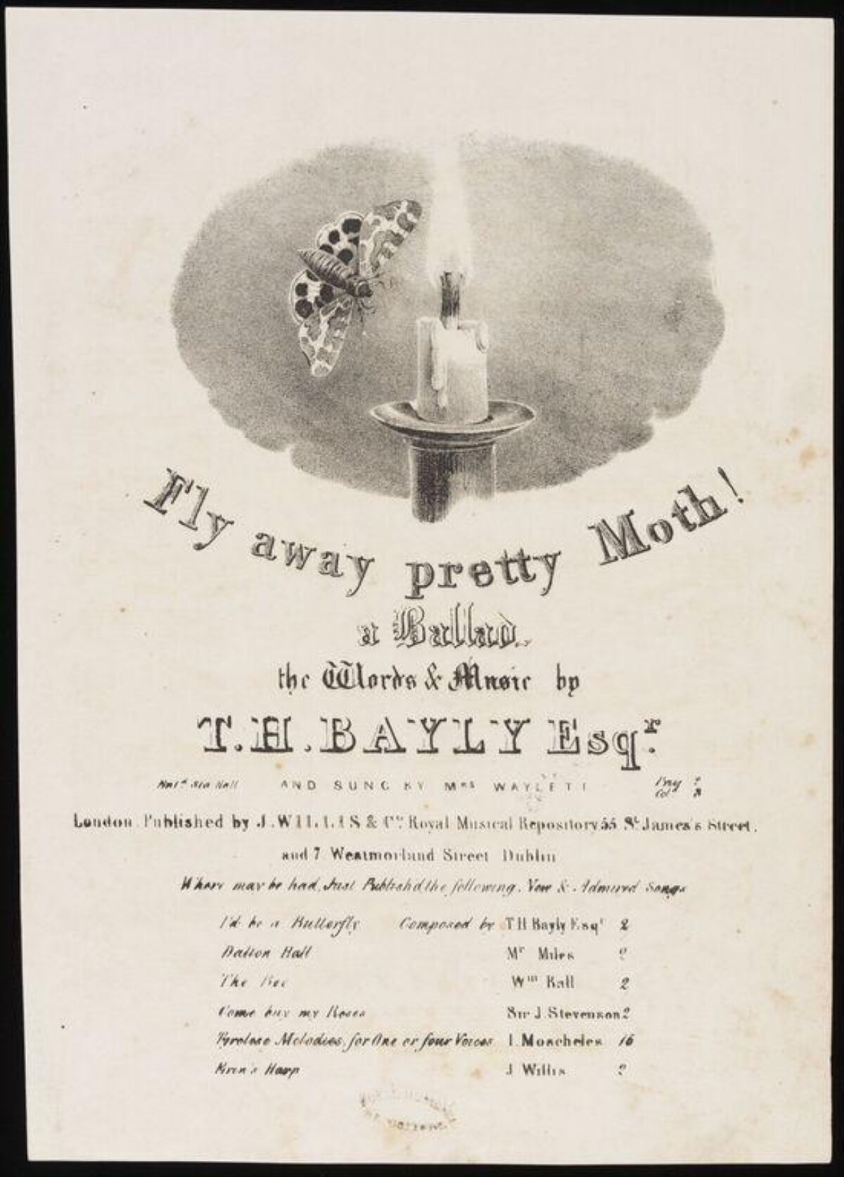 Fly Away Pretty Moth Sheet Music Cover