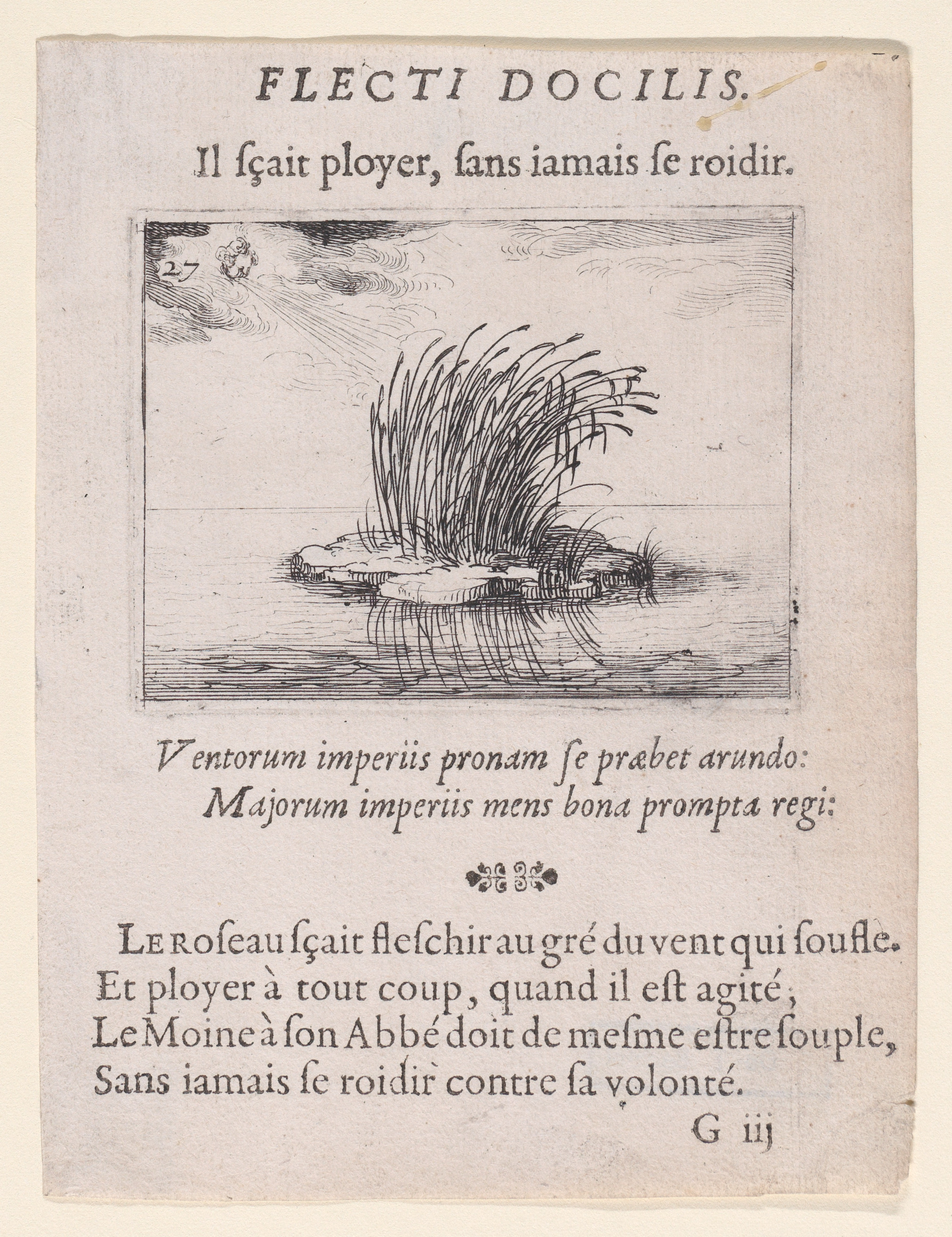 Antique Reed Emblem Engraving