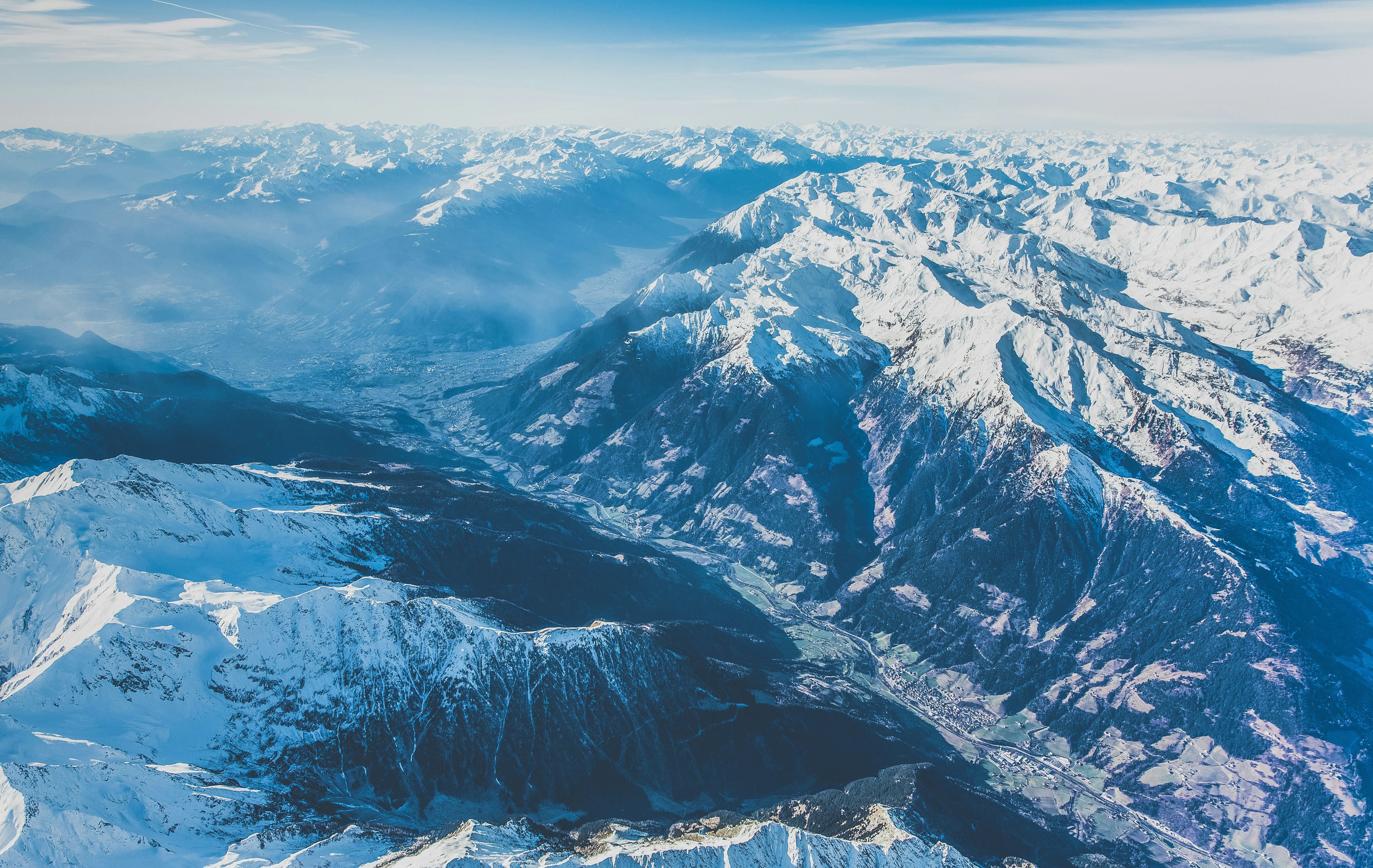 Aerial View of Snow-Capped Mountains