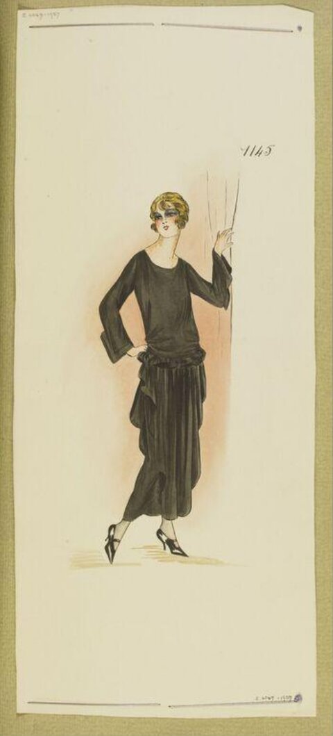 1920s Black Dress Fashion Sketch