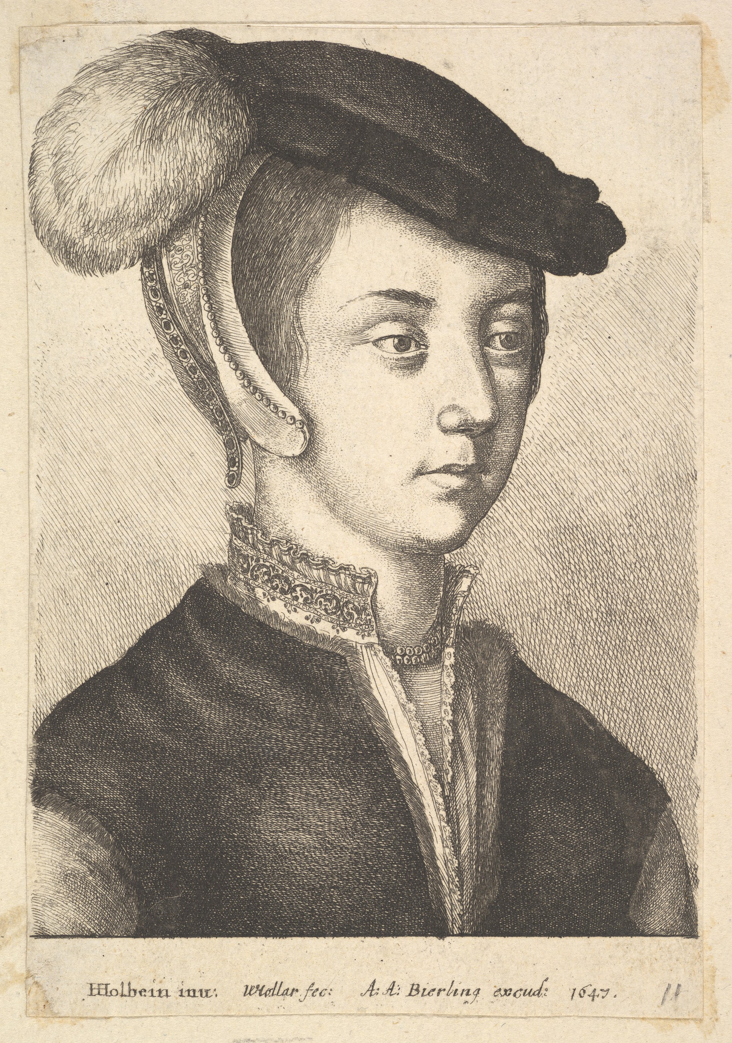 1647 Engraved Portrait of a Noblewoman