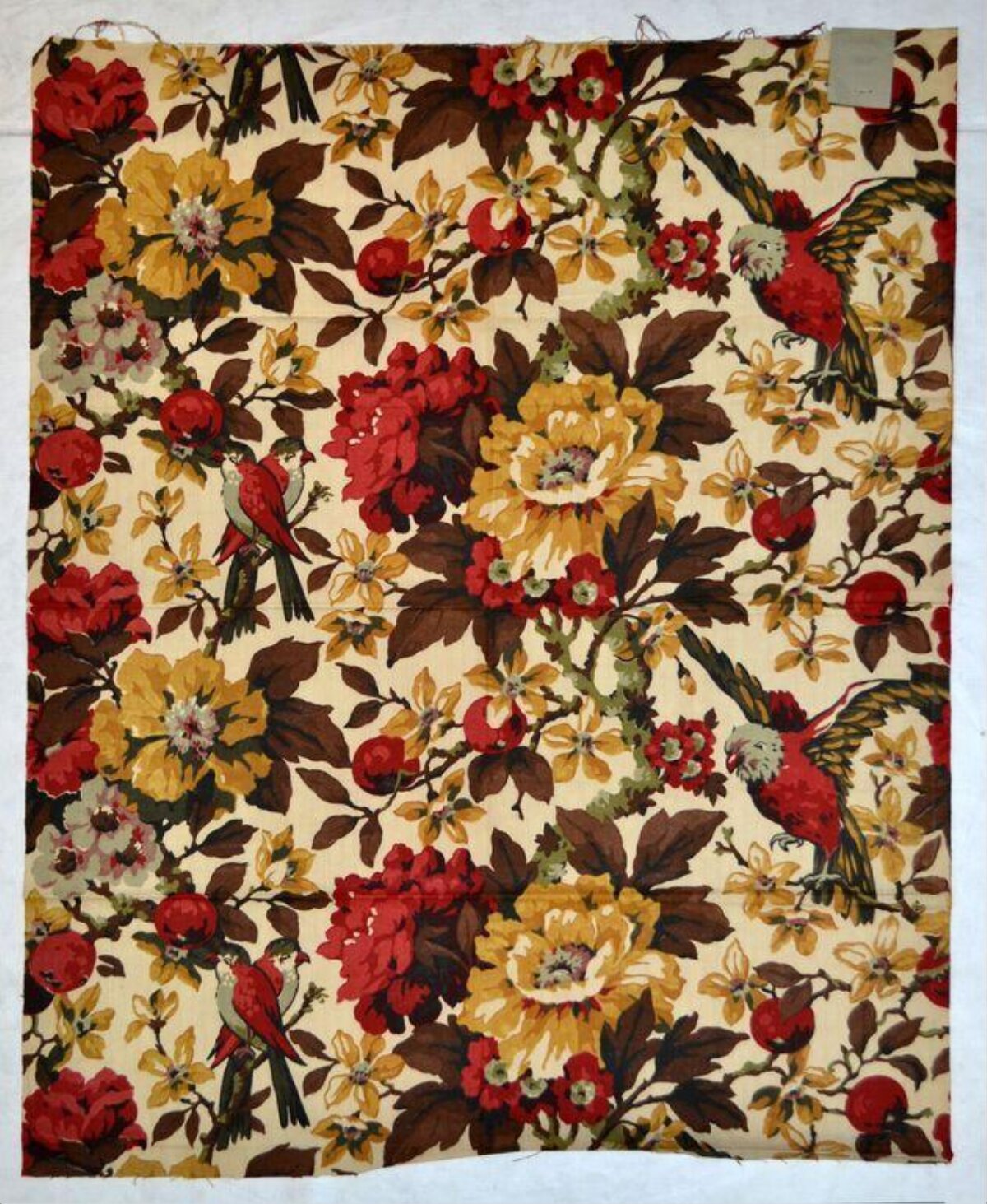 Vintage Floral Bird Print Fabric