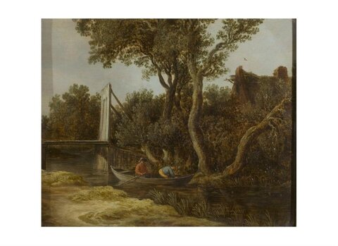 Landscape with Fishing Boat by River