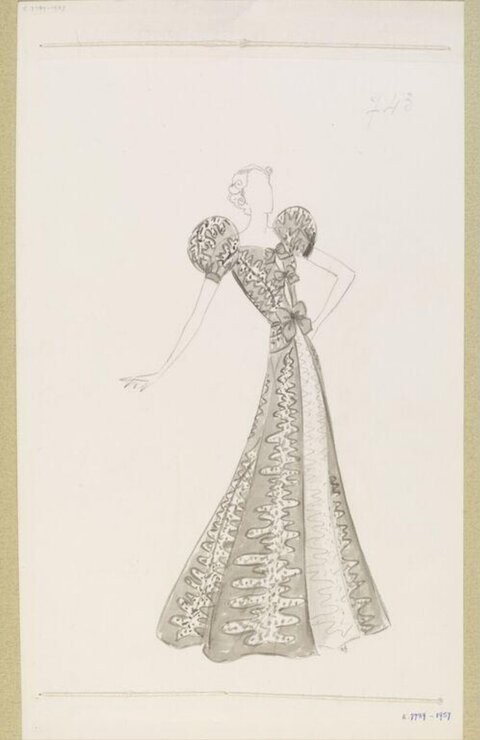 Vintage Evening Gown Fashion Sketch