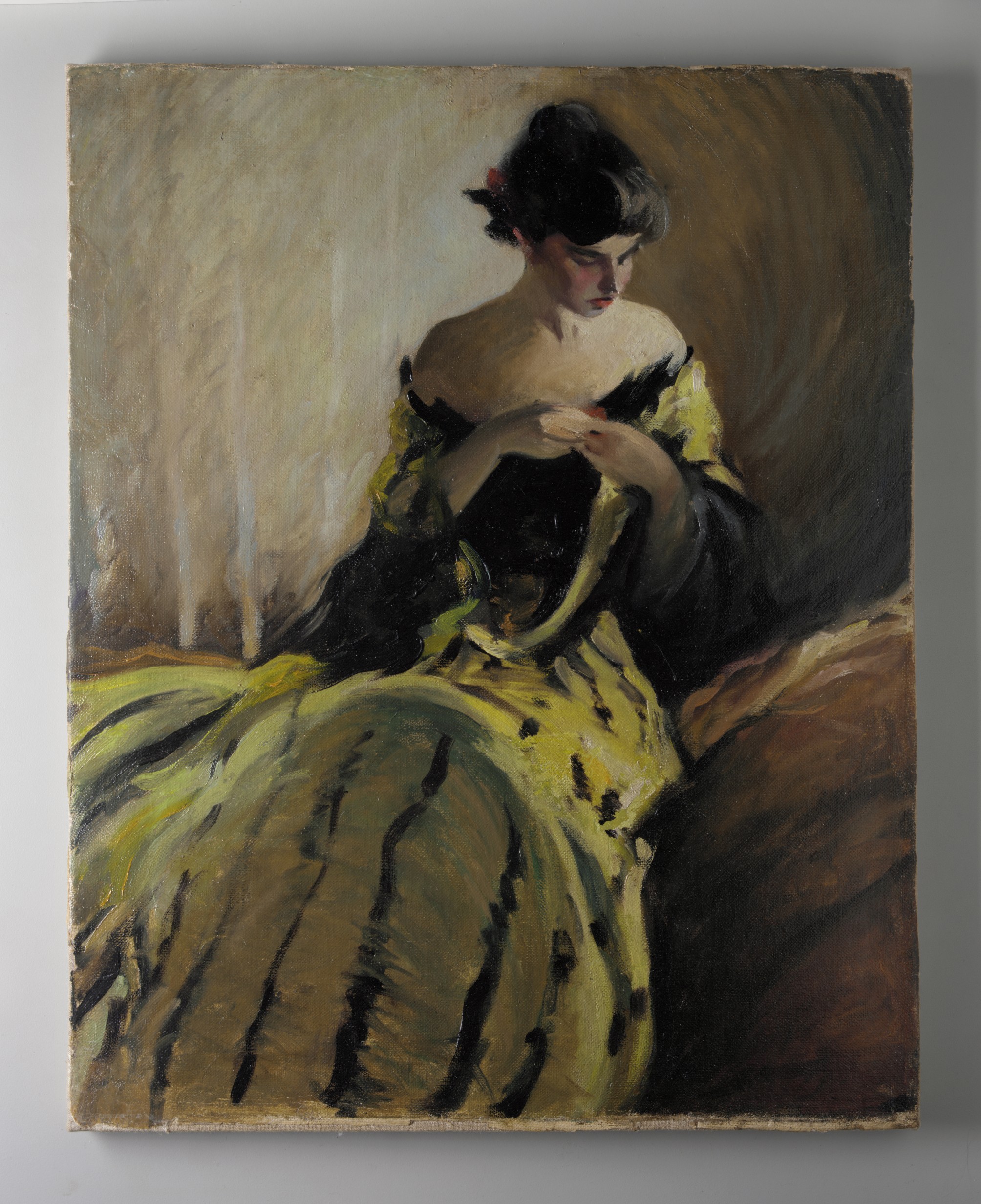 Seated Woman in Yellow Gown Oil Painting