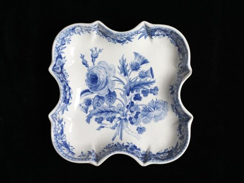 Blue and White Floral Porcelain Dish