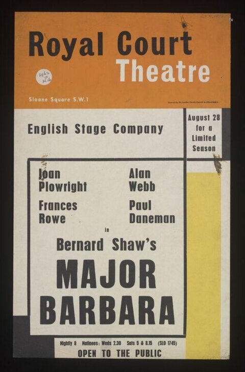 Royal Court Theatre Major Barbara Poster