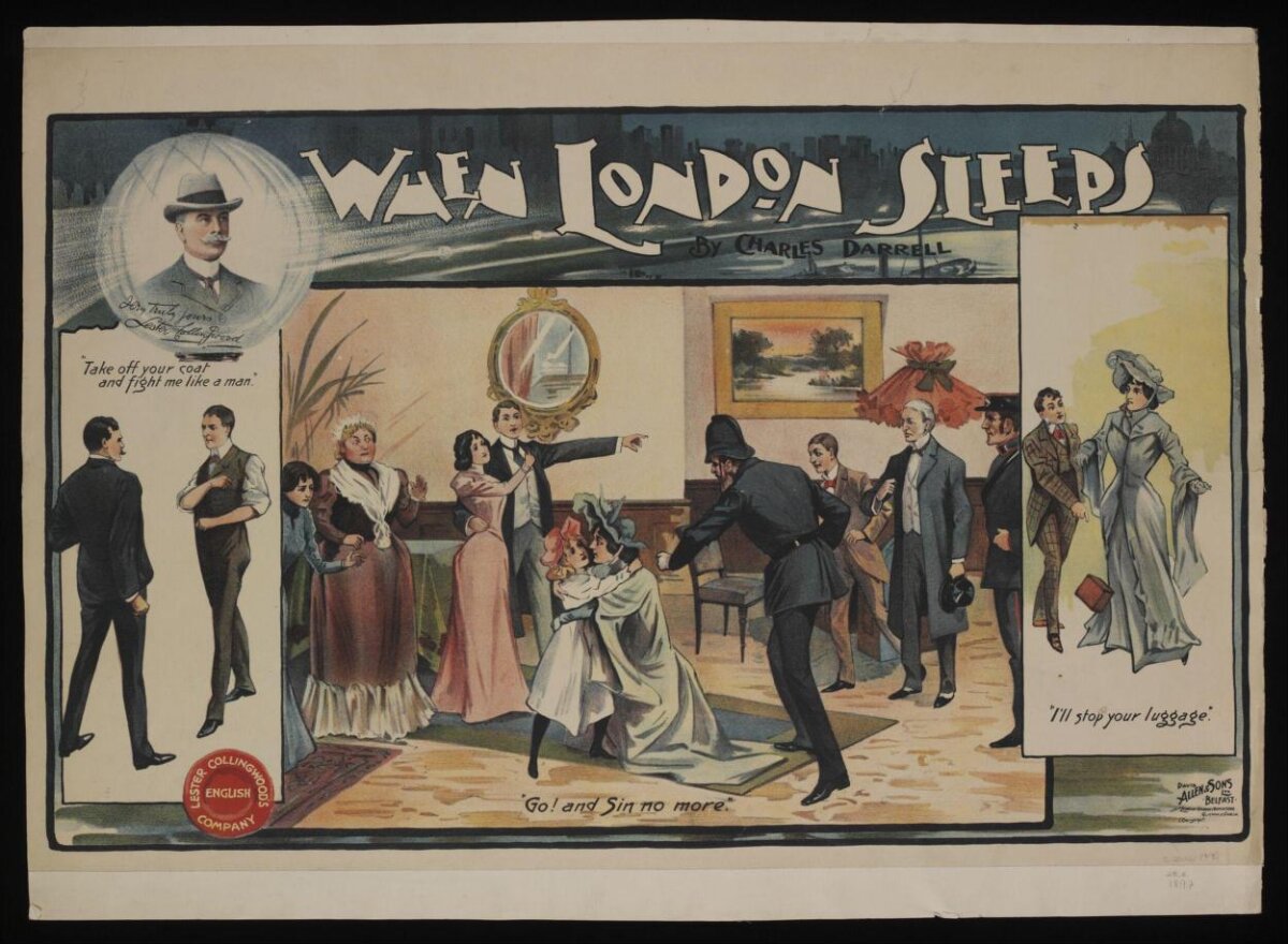 Vintage When London Sleeps Theater Poster