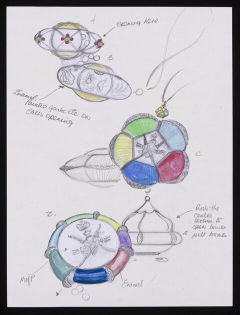 Jewelry Pill Box Design Sketch