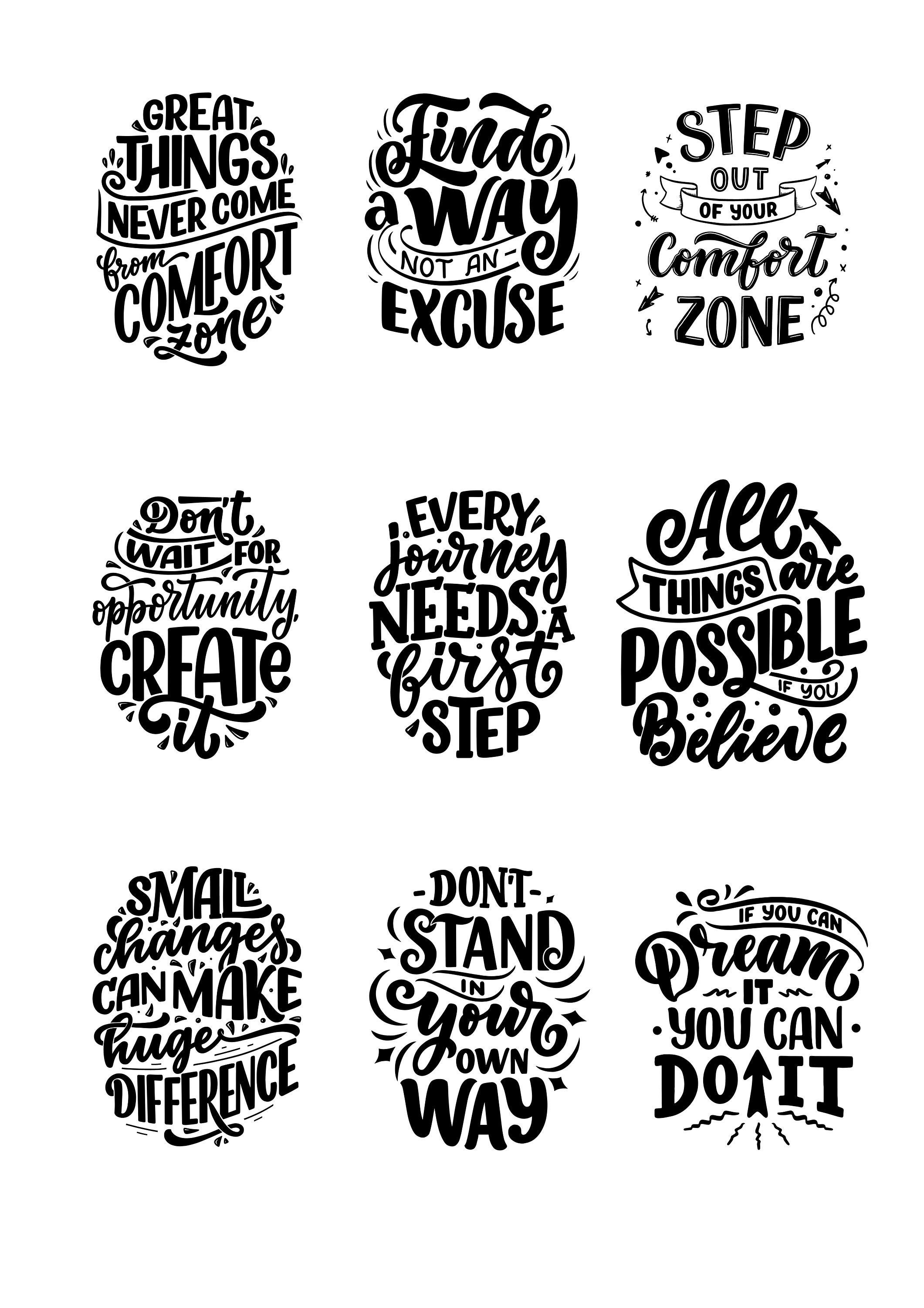 Nine Motivational Hand-Lettered Quotes