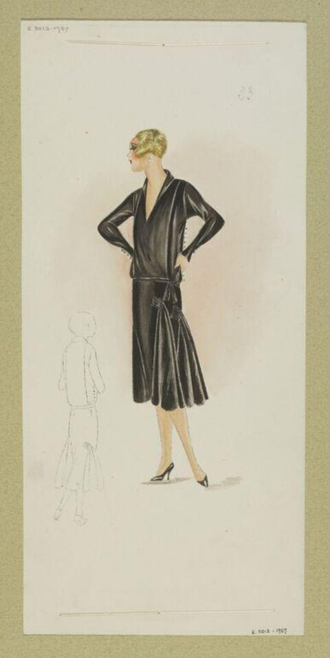 1920s Black Dress Fashion Sketch