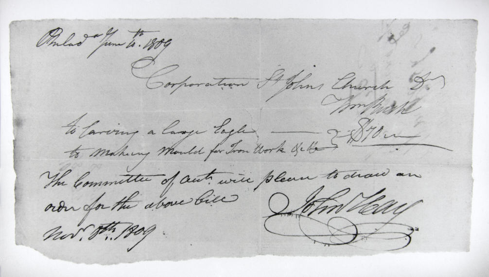 1809 Handwritten Church Payment Bill
