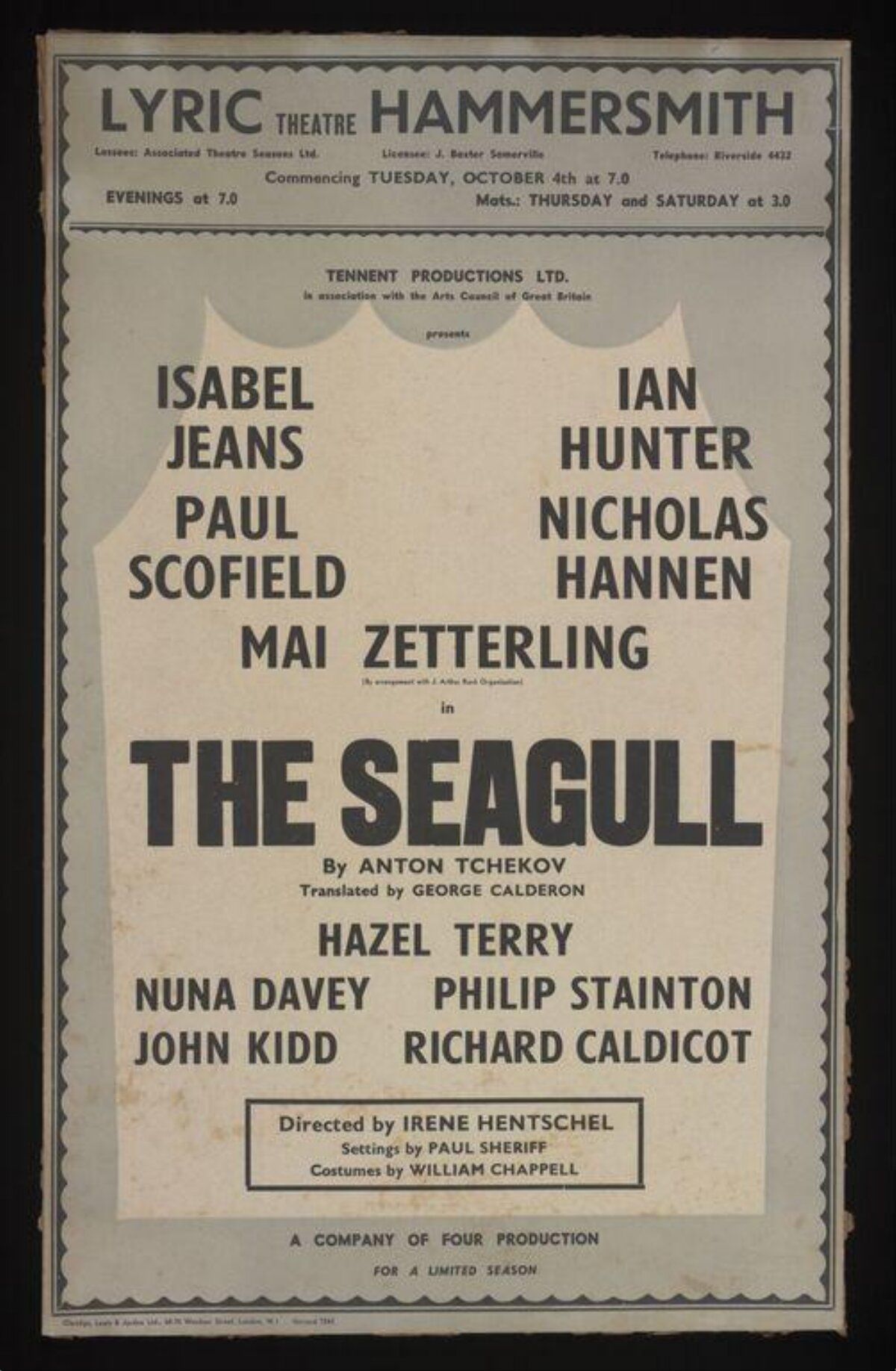 Vintage The Seagull Theatre Poster