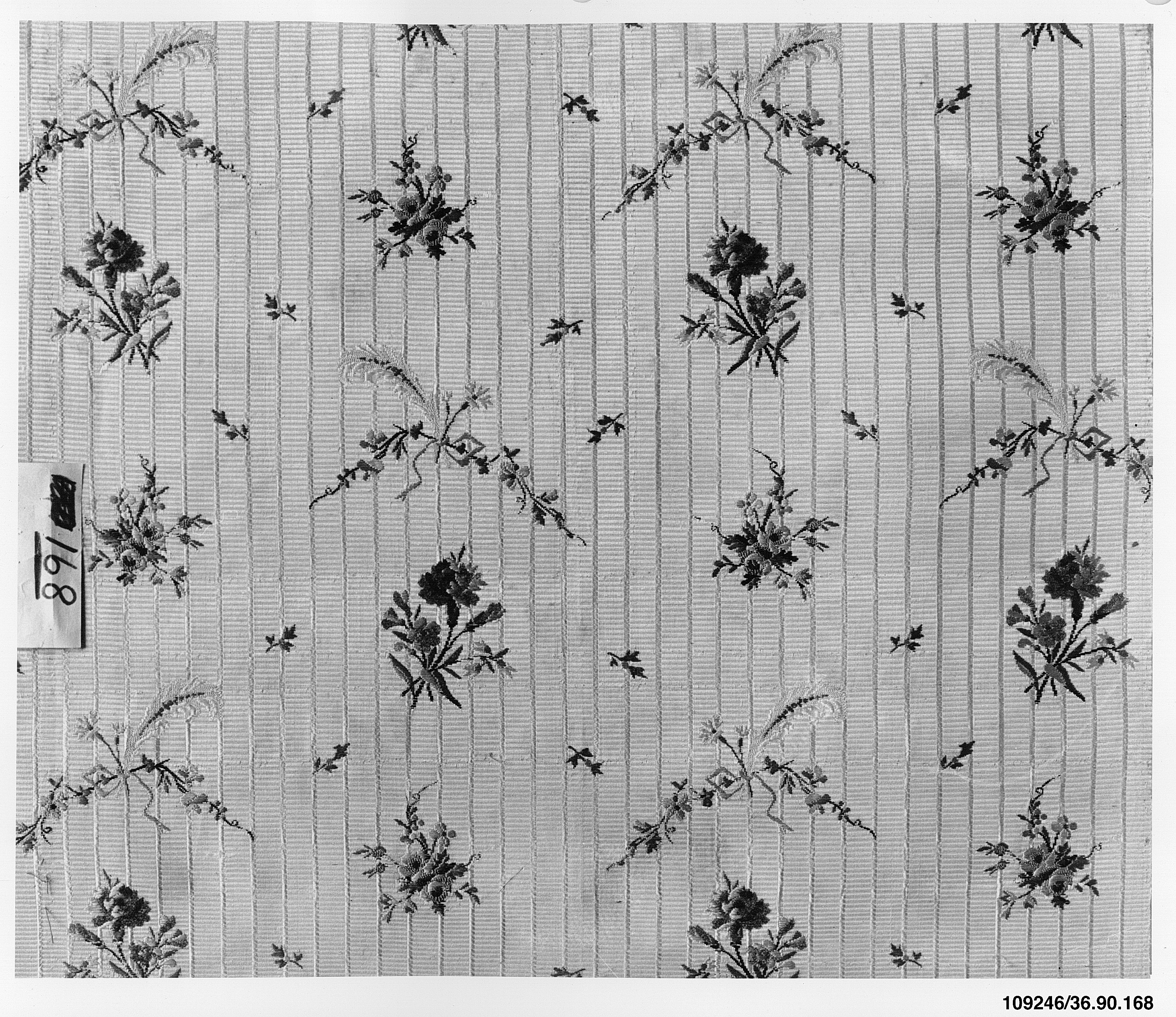 Vintage Floral Striped Textile Sample