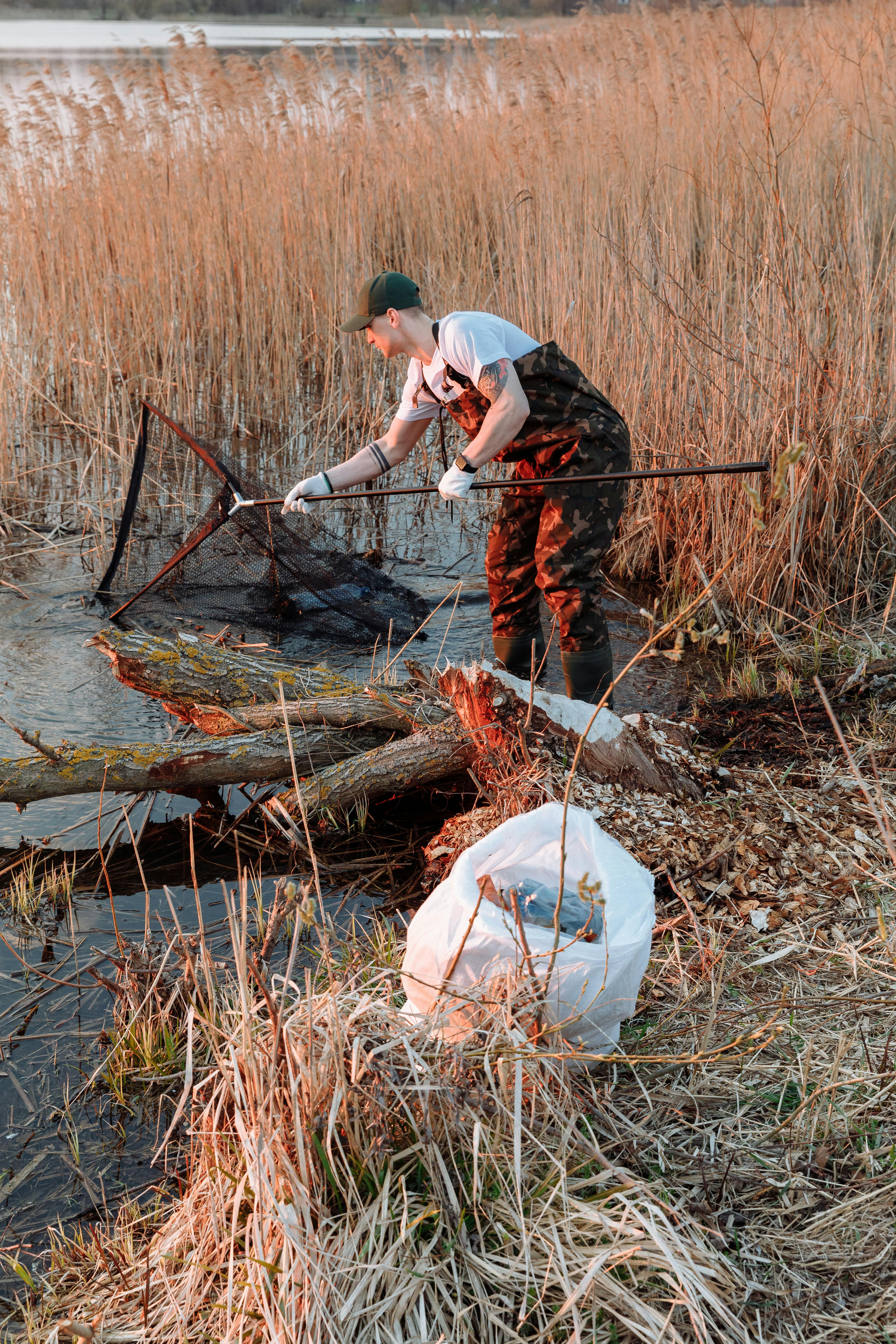 Cleaning Trash From Lakeshore
