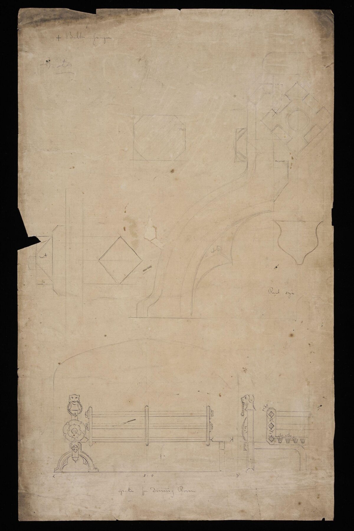 Antique Dining Room Gate Architectural Sketch