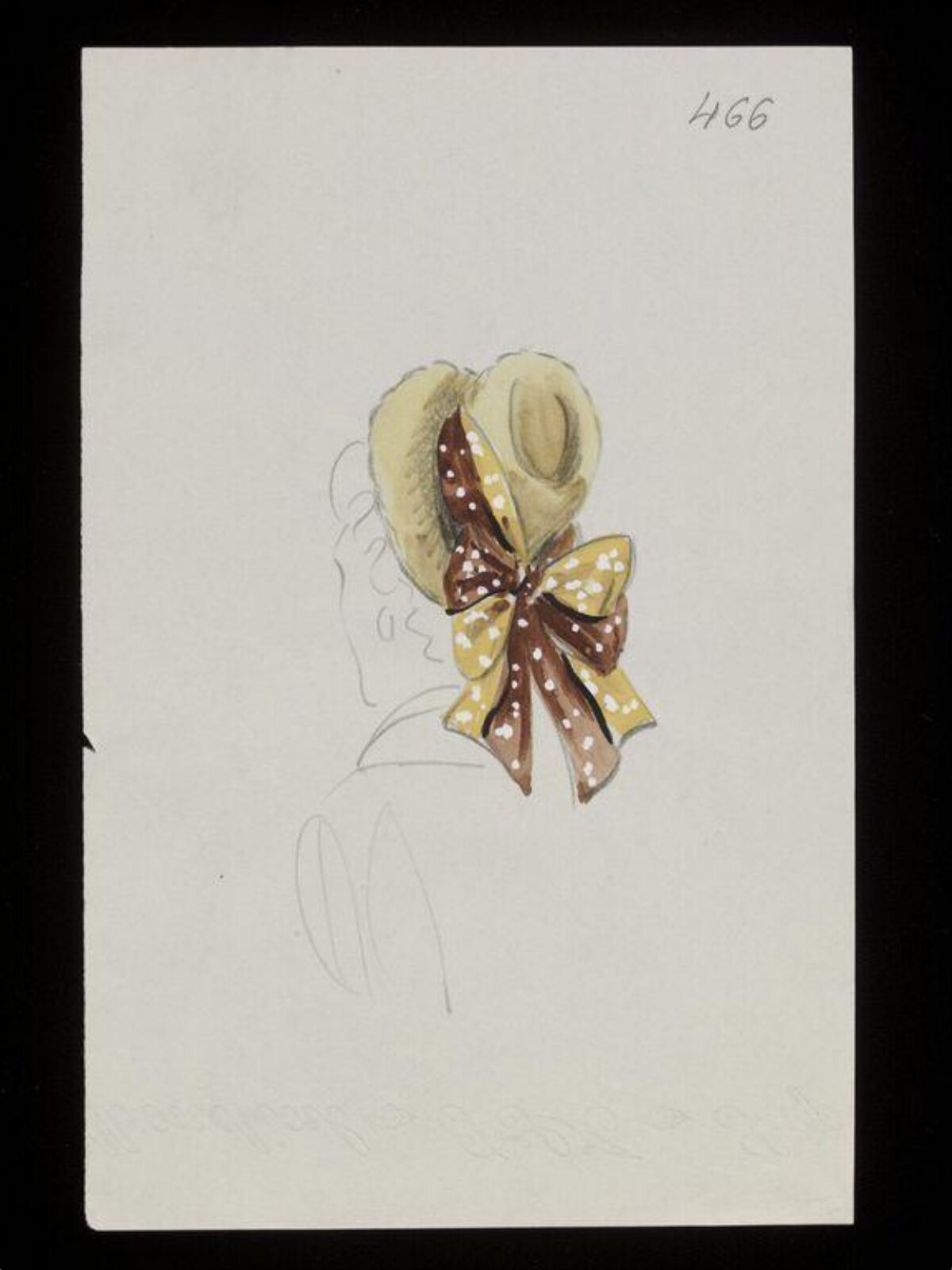 Watercolor Sketch of Vintage Bow Hat